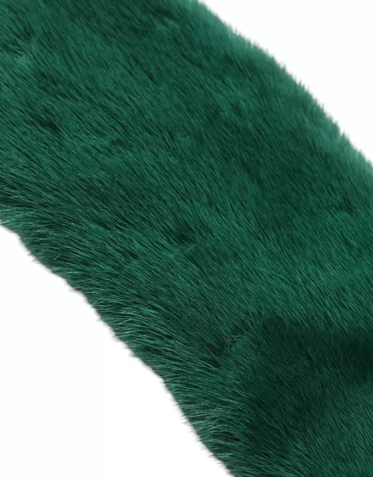 Dolce & Gabbana Green Mink Fur Collar Women Neck Wrap Scarf Dolce & Gabbana