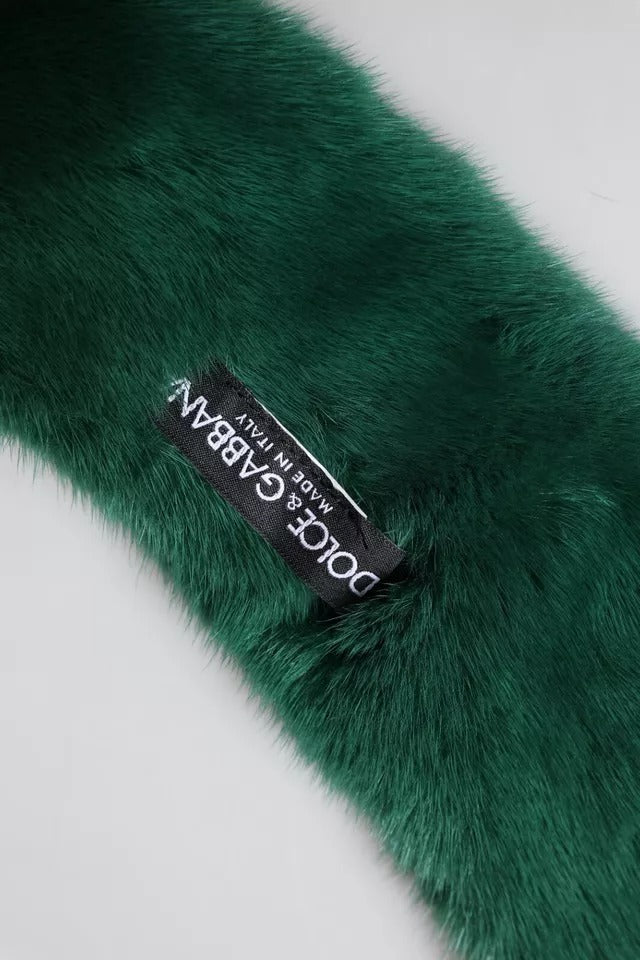 Dolce & Gabbana Green Mink Fur Collar Women Neck Wrap Scarf Dolce & Gabbana