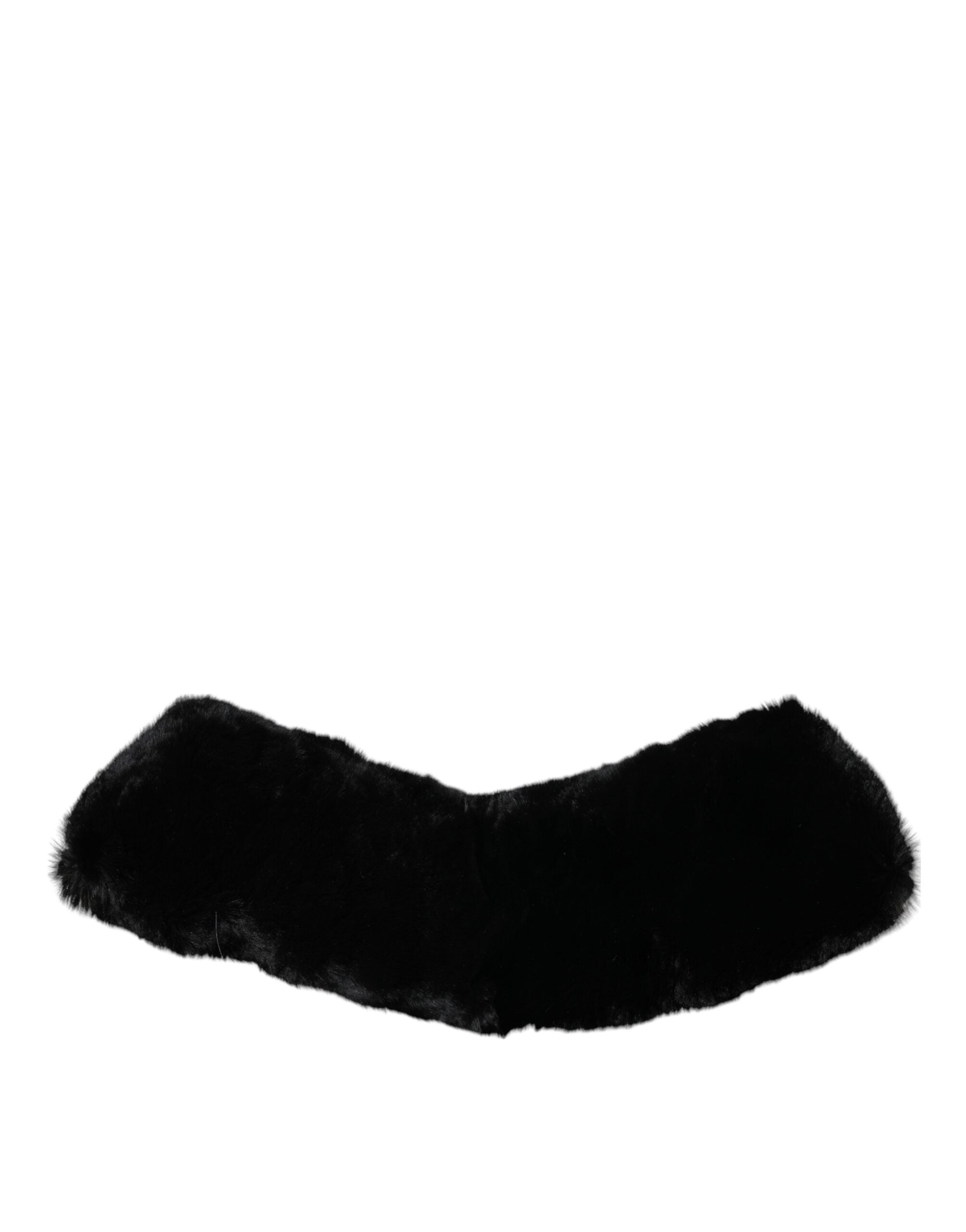Dolce & Gabbana Black Lamb Fur Collar Women Neck Wrap Scarf Dolce & Gabbana