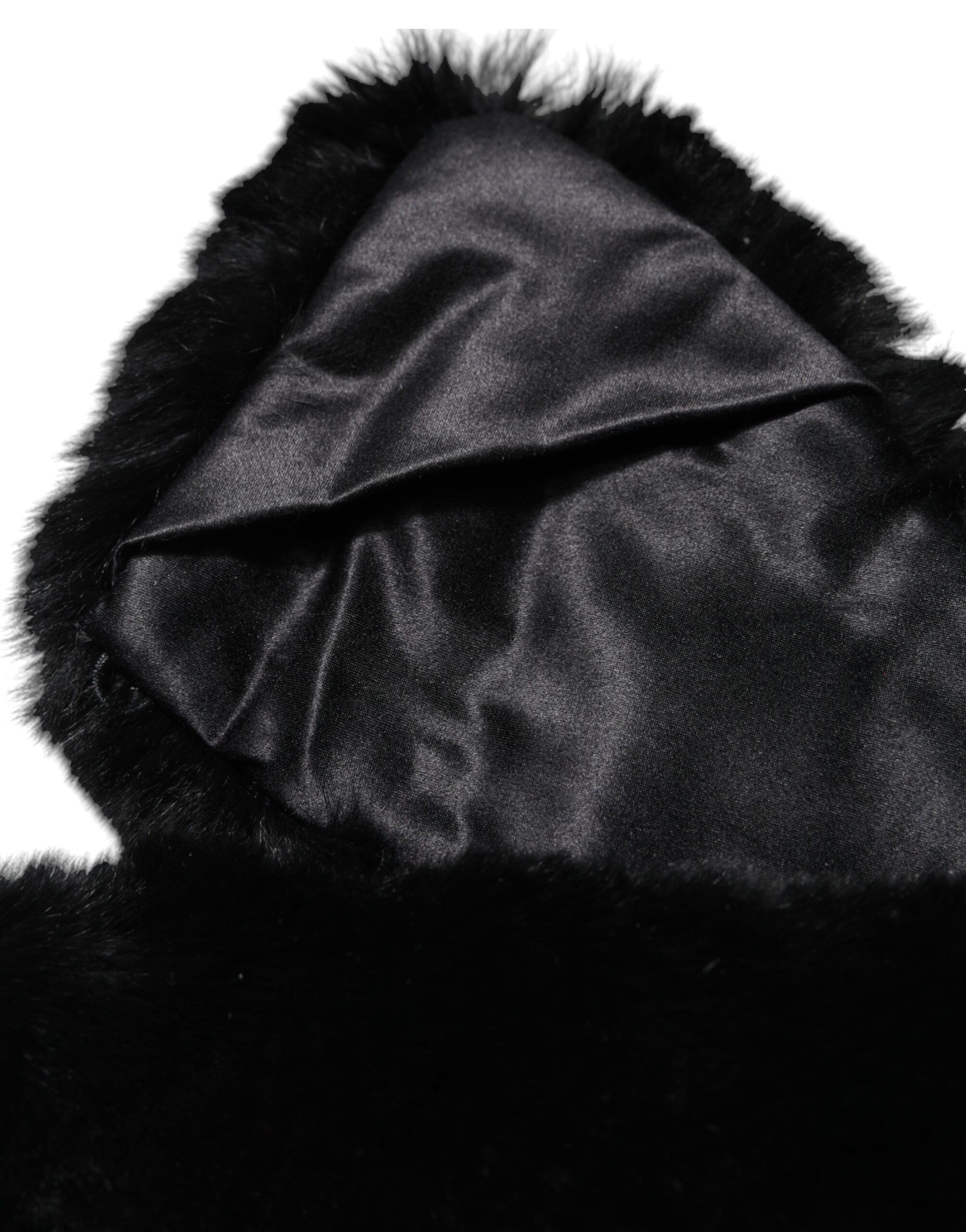 Dolce & Gabbana Black Lamb Fur Collar Women Neck Wrap Scarf Dolce & Gabbana