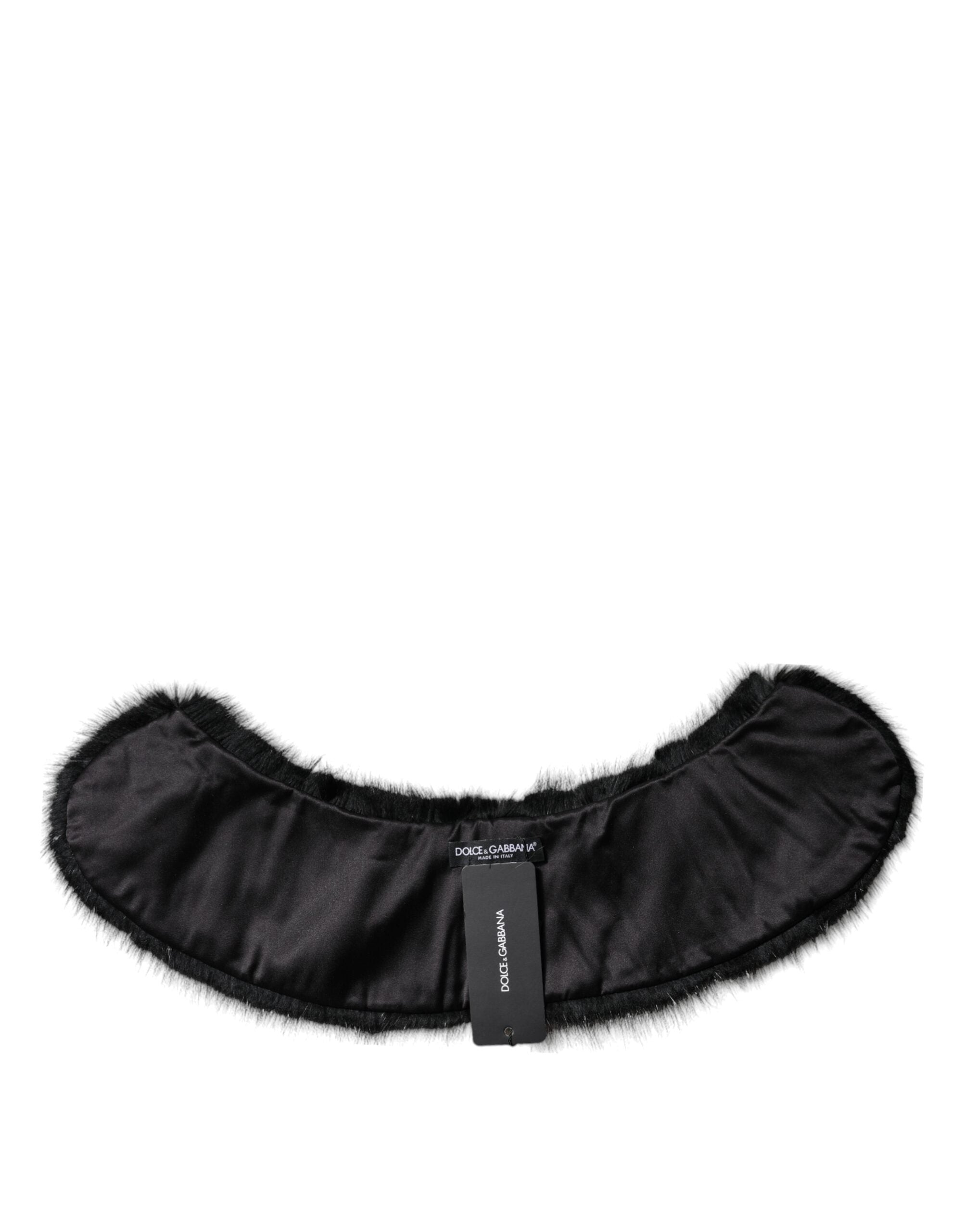 Dolce & Gabbana Black Fur Shawl Neck Wrap Cover Collar Scarf Dolce & Gabbana
