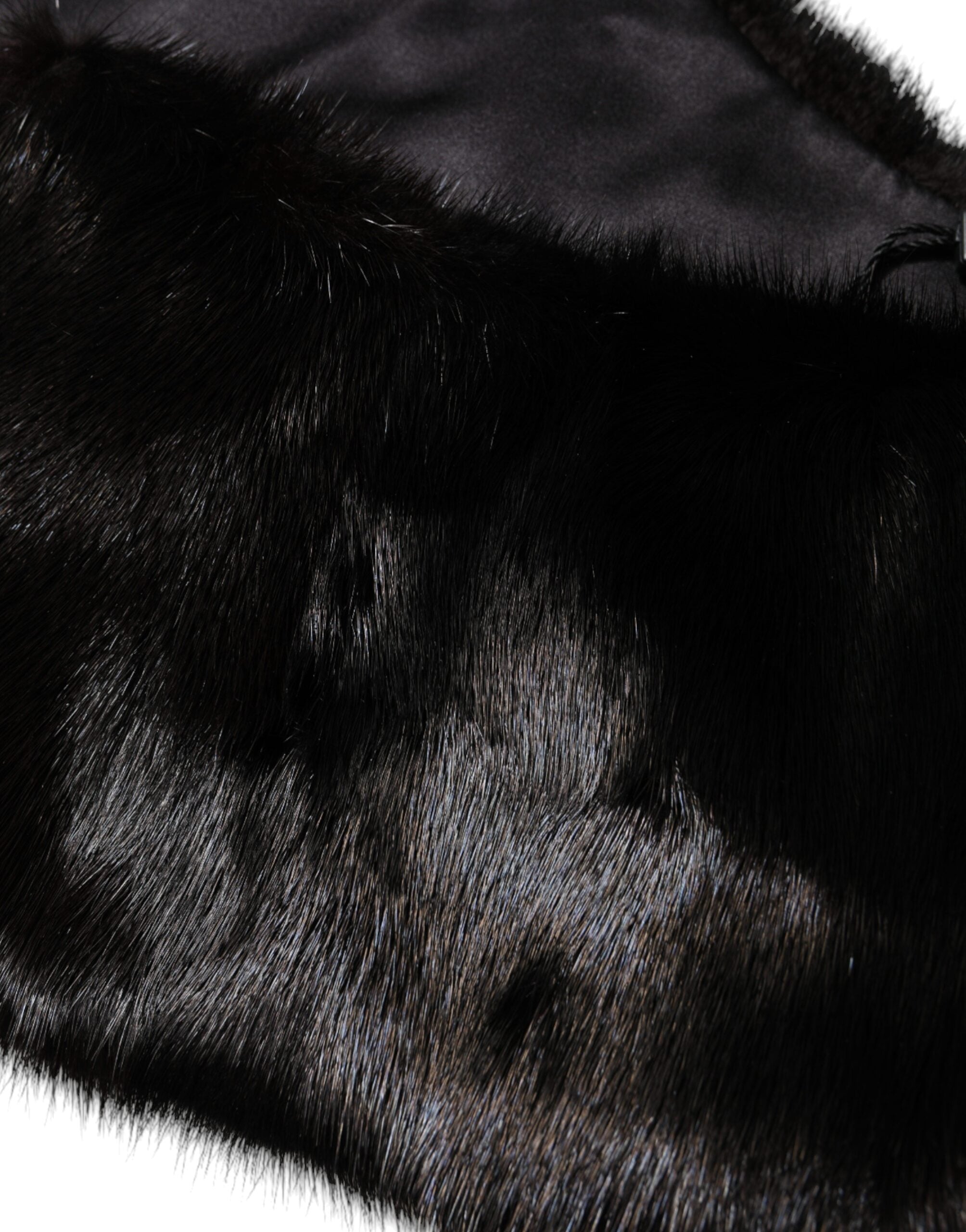 Dolce & Gabbana Black Fur Shawl Neck Wrap Cover Collar Scarf Dolce & Gabbana