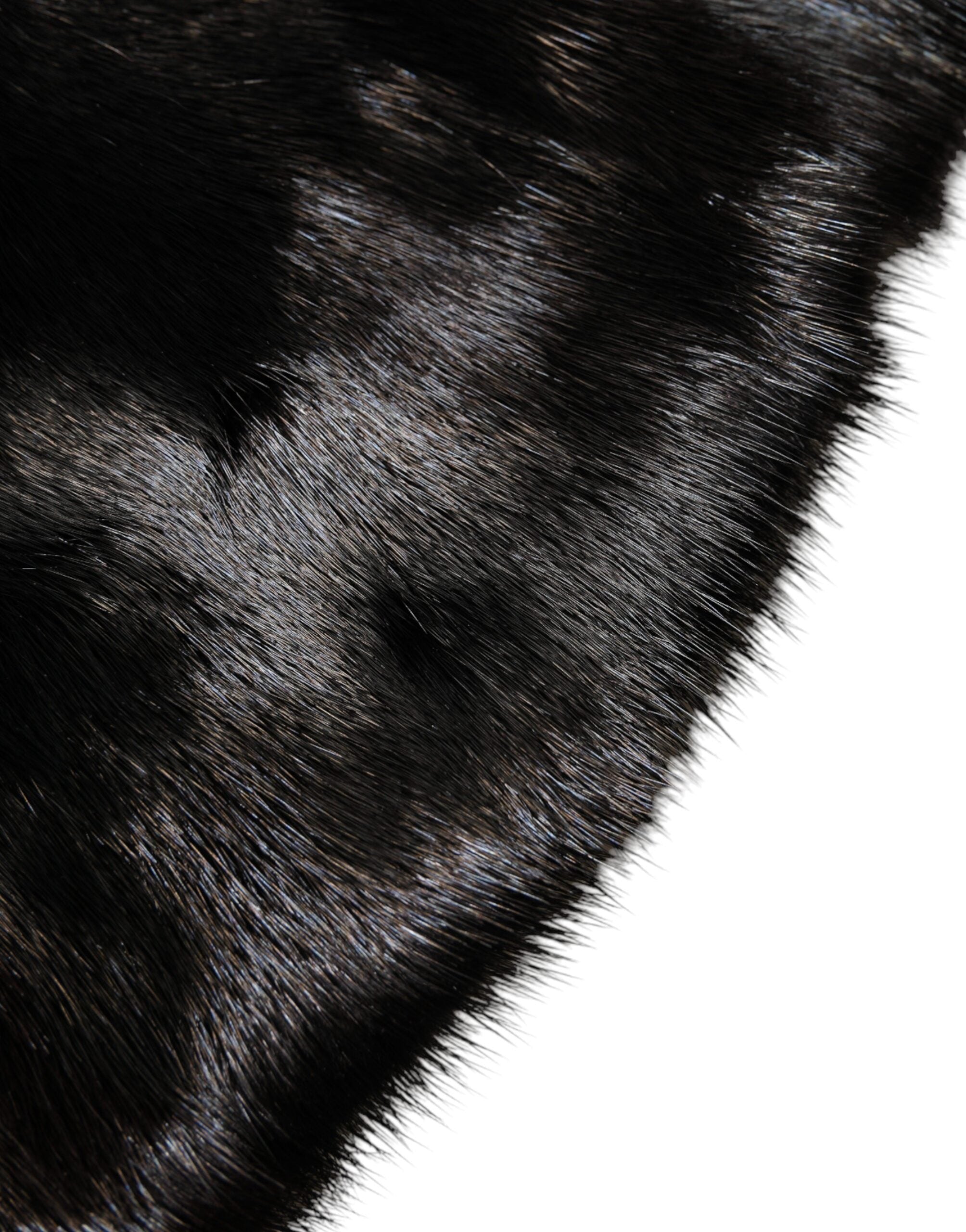 Dolce & Gabbana Black Fur Shawl Neck Wrap Cover Collar Scarf Dolce & Gabbana