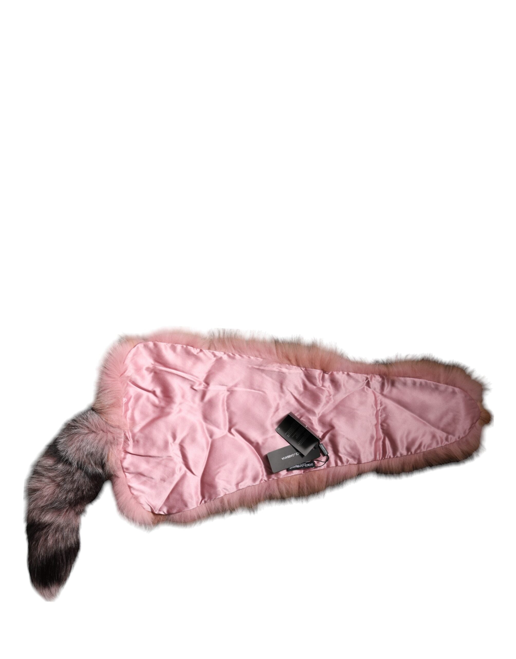 Dolce & Gabbana Pink Frost Fox Fur Neck Warmer Winter Scarf Dolce & Gabbana