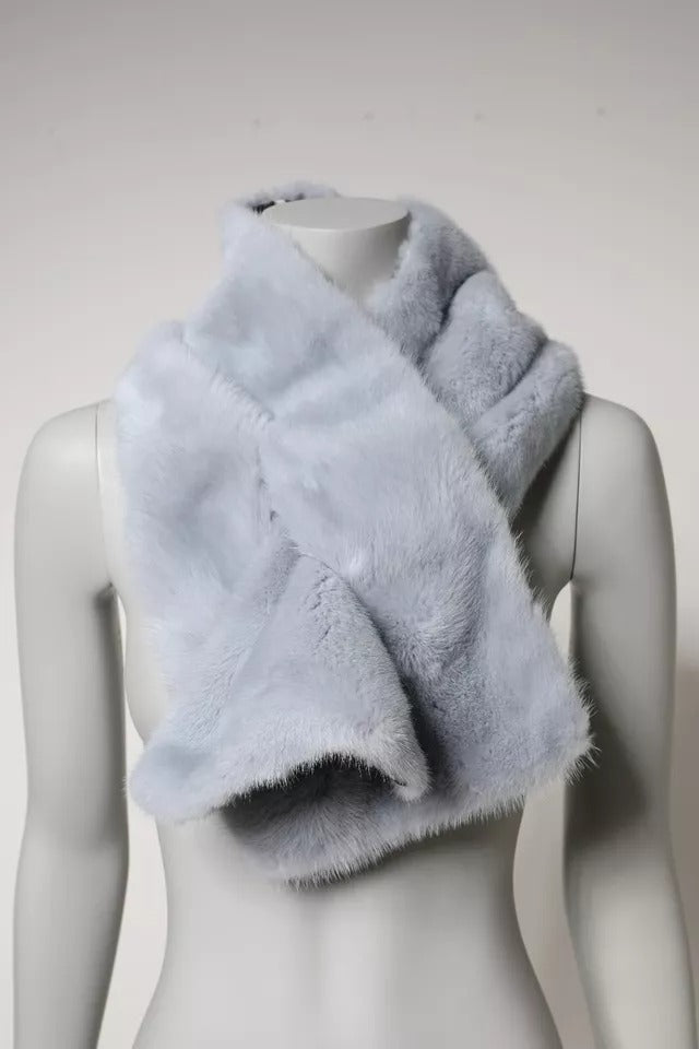 Dolce & Gabbana Powder Blue Mink Fur Neck Warmer Scarf Dolce & Gabbana