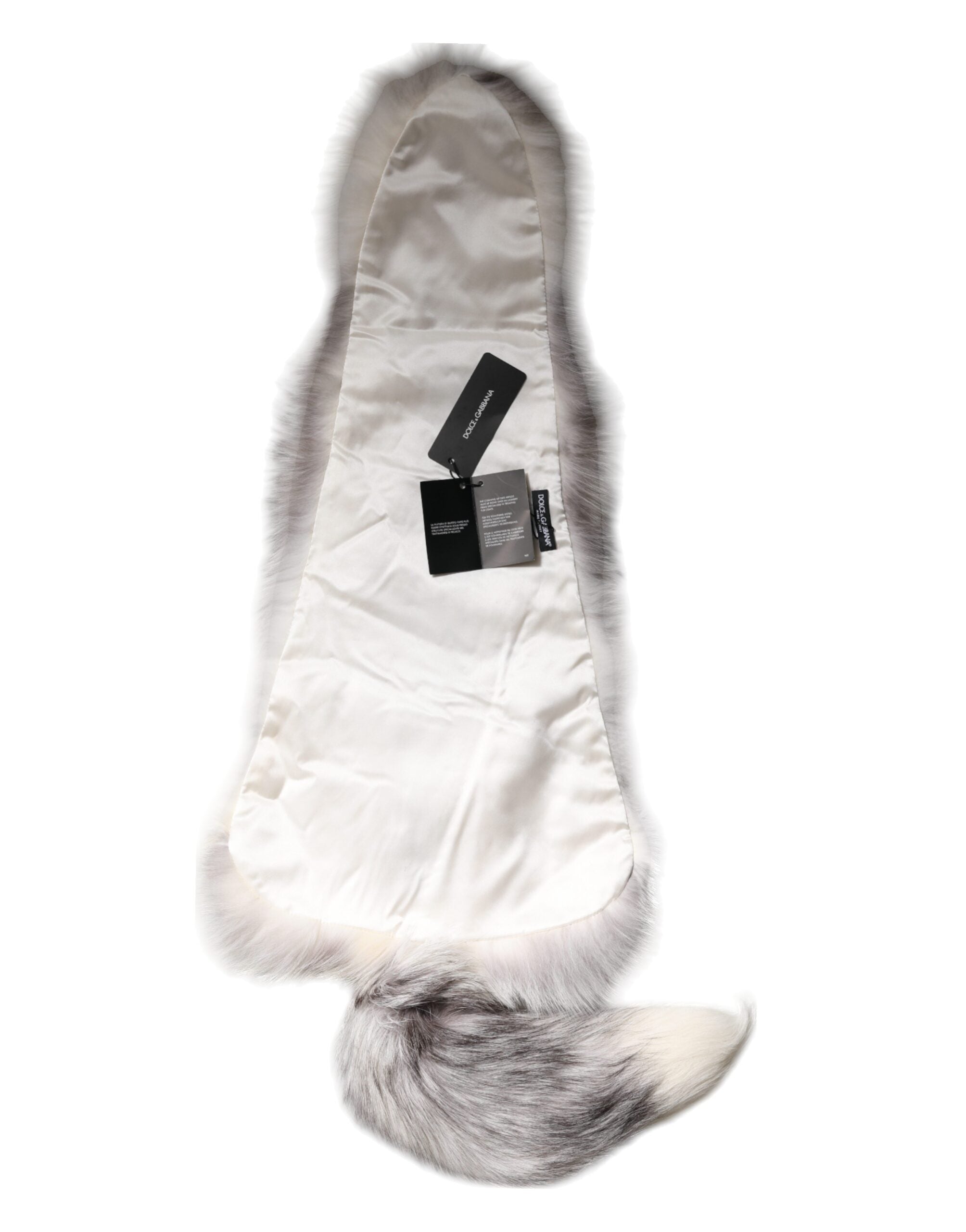 Dolce & Gabbana White Fox Fur Neck Wrap Warmer Winter Scarf Dolce & Gabbana