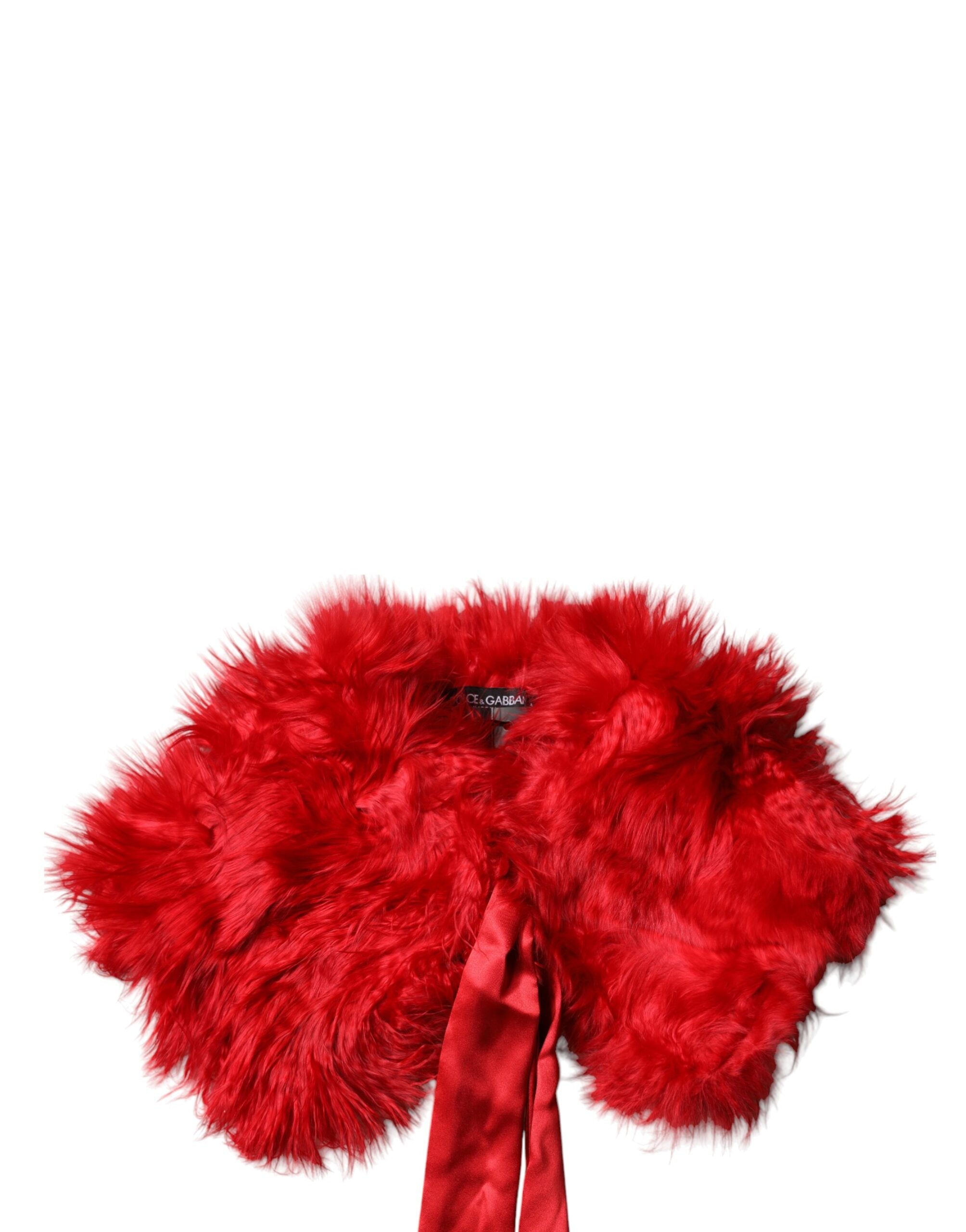 Dolce & Gabbana Red Alpaca Fur Women Neck Warmer Winter Scarf Dolce & Gabbana