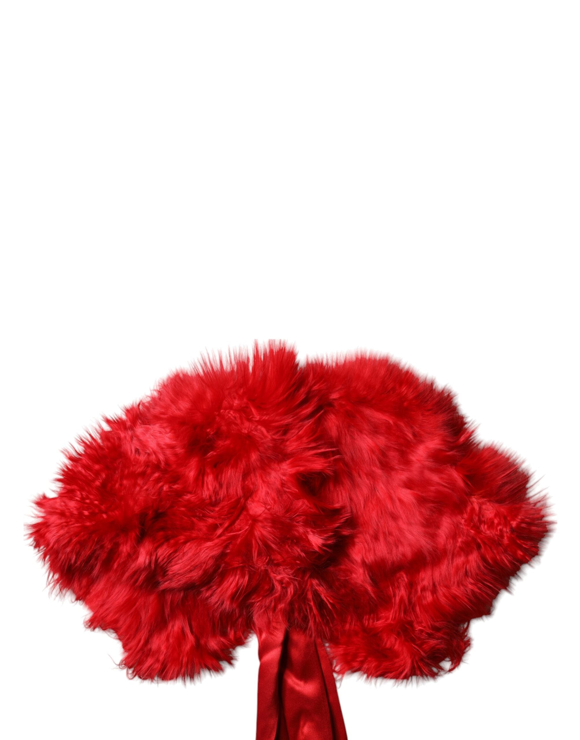 Dolce & Gabbana Red Alpaca Fur Women Neck Warmer Winter Scarf Dolce & Gabbana