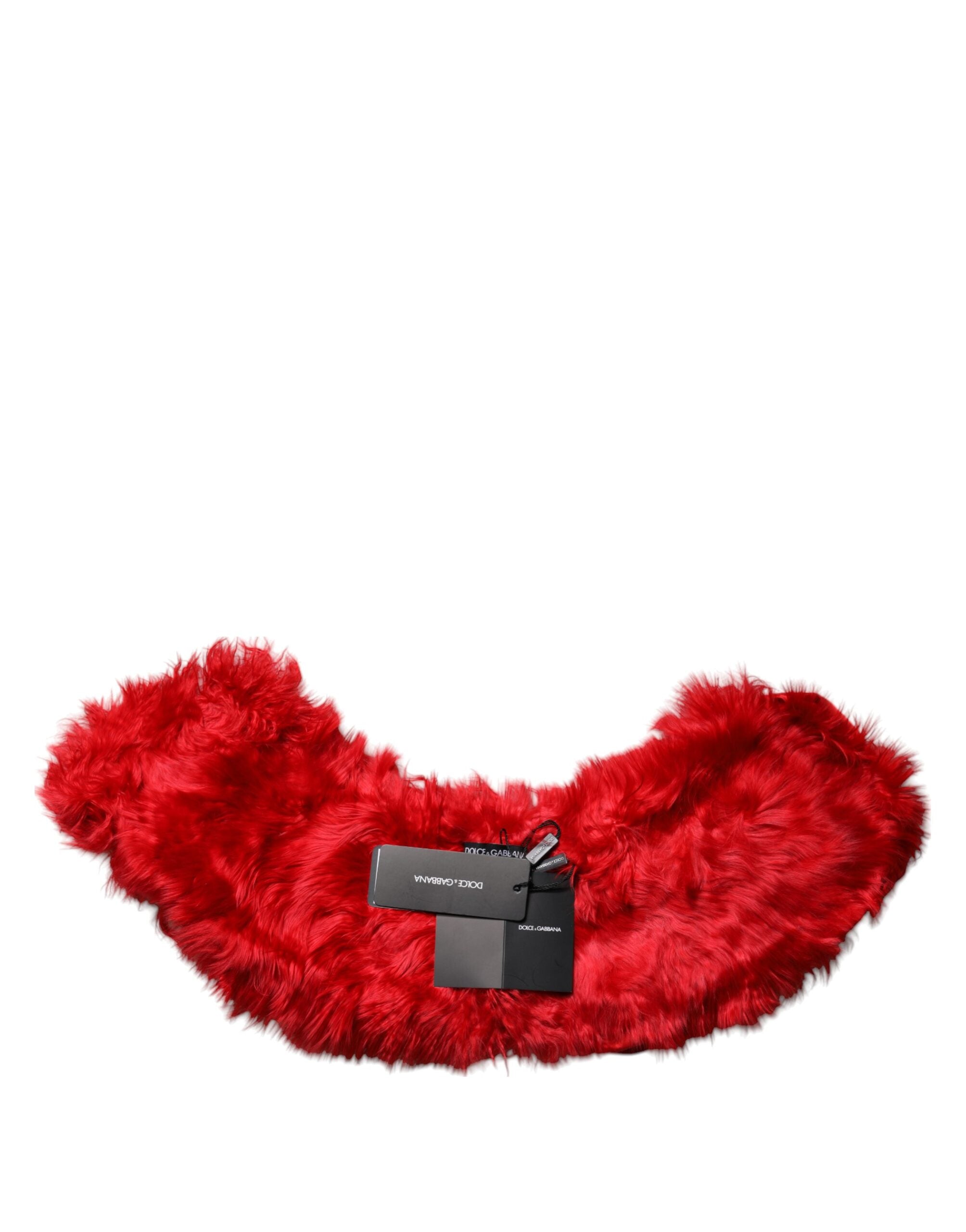 Dolce & Gabbana Red Alpaca Fur Women Neck Warmer Winter Scarf Dolce & Gabbana
