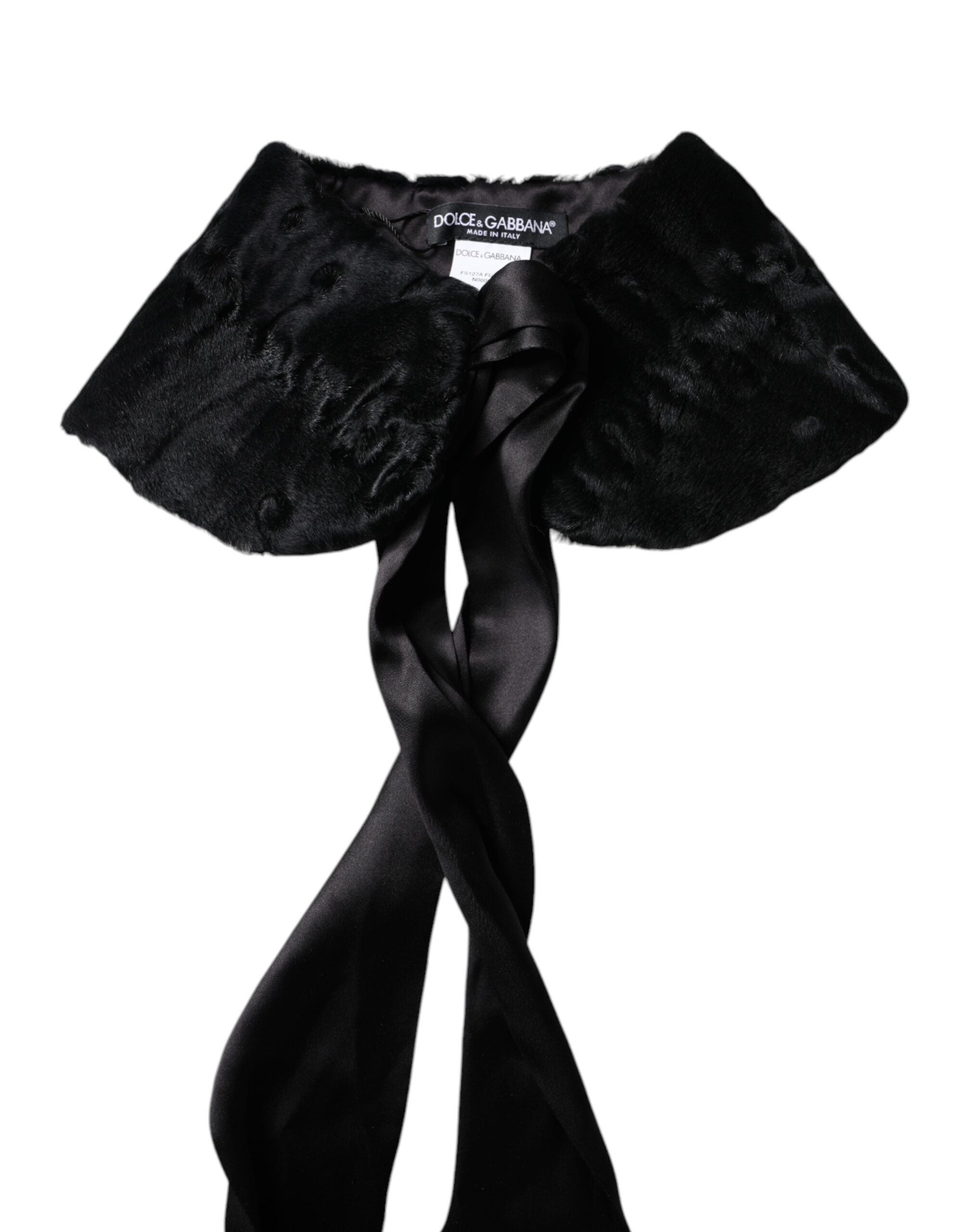 Dolce & Gabbana Black Lamb Fur Women Neck Warmer Winter Scarf Dolce & Gabbana