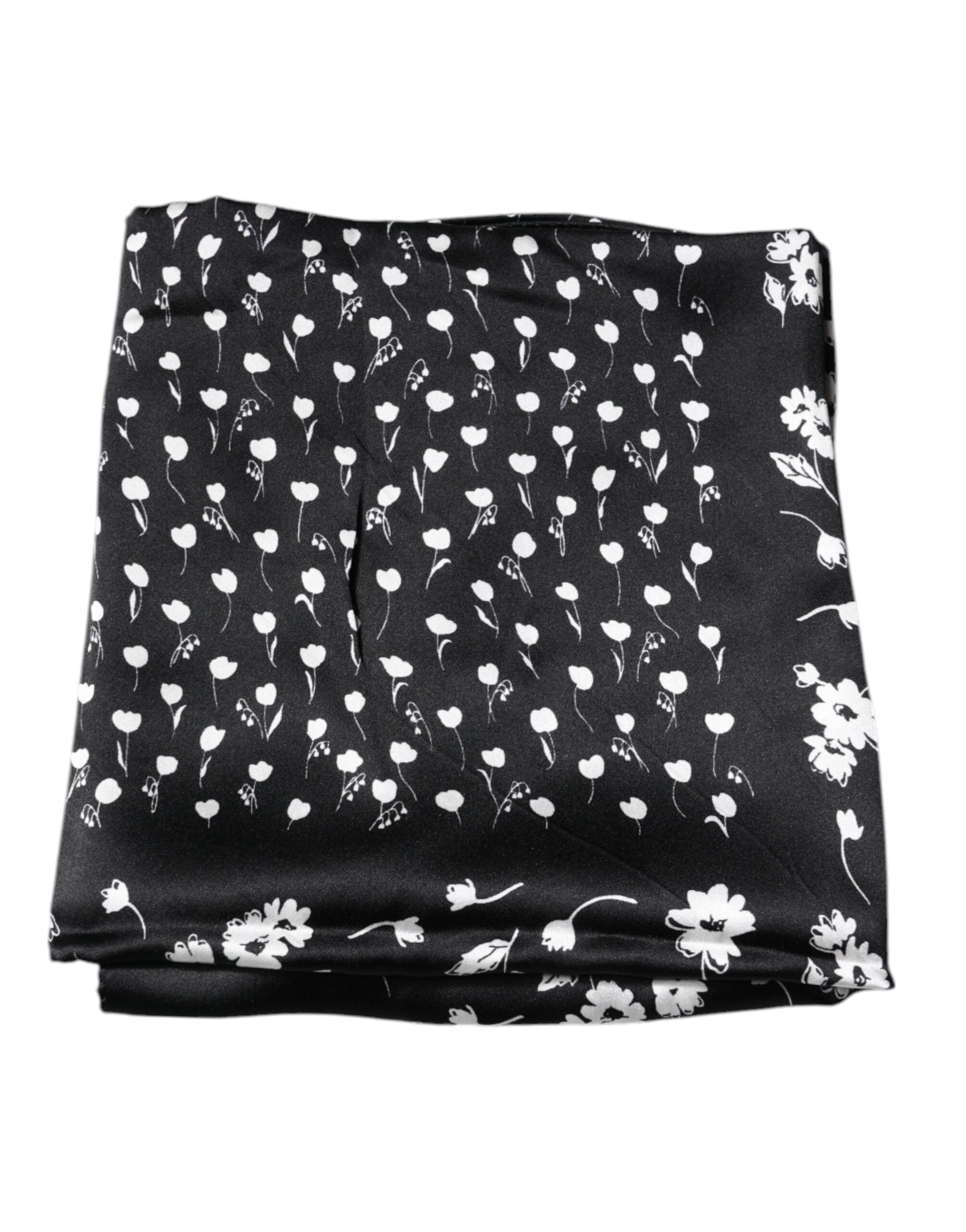 Dolce & Gabbana Black Floral Silk Square Wrap Shawl Scarf Dolce & Gabbana