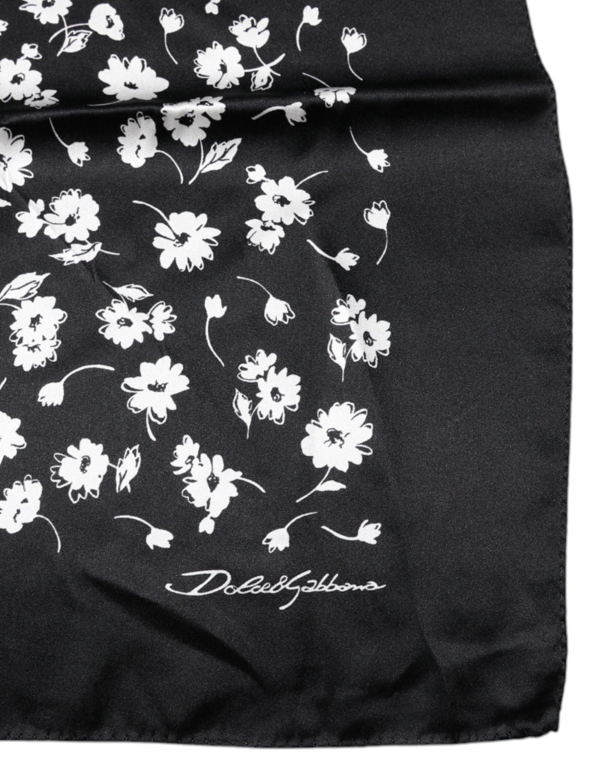 Dolce & Gabbana Black Floral Silk Square Wrap Shawl Scarf Dolce & Gabbana