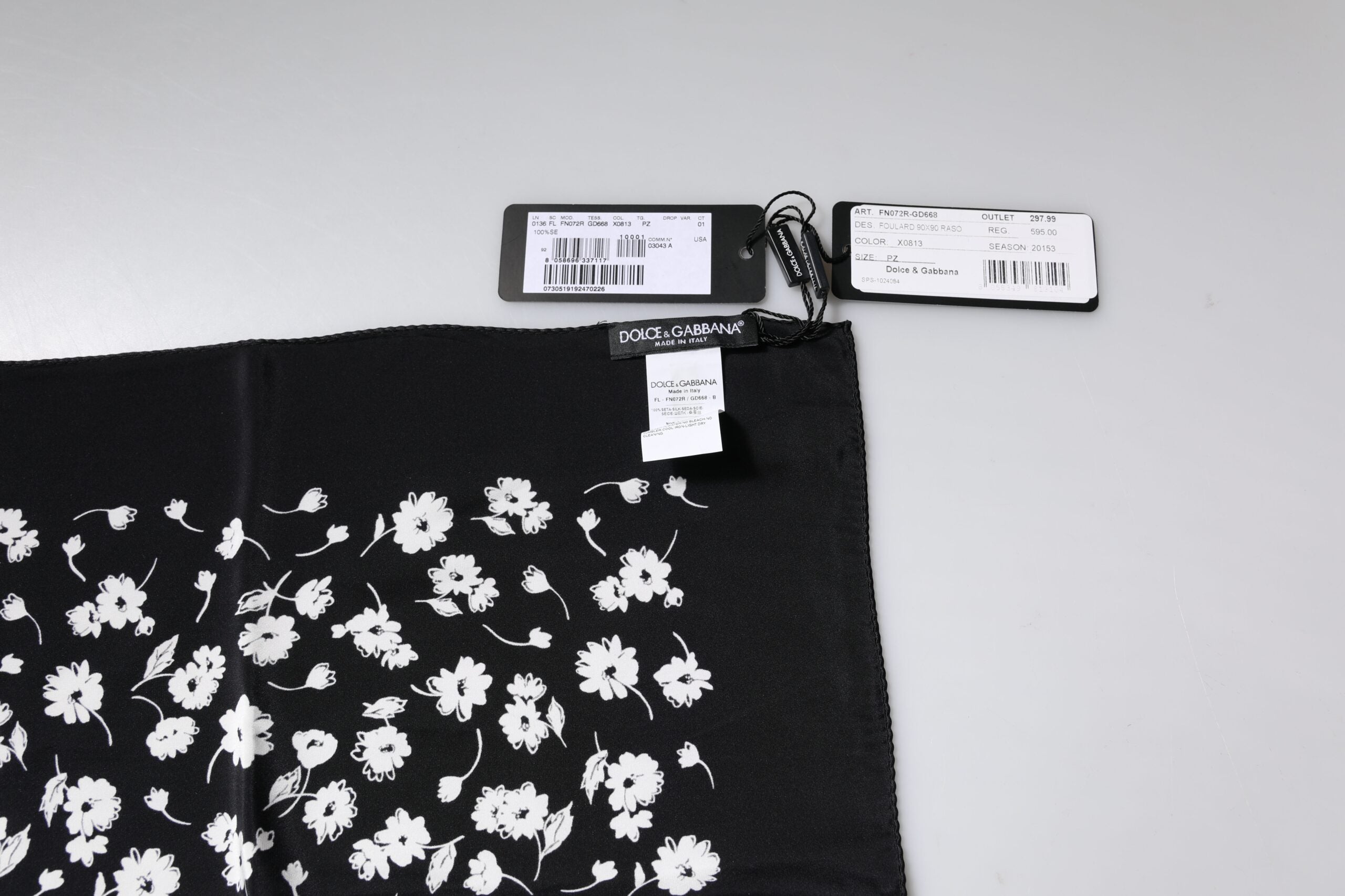 Dolce & Gabbana Black Floral Silk Square Wrap Shawl Scarf Dolce & Gabbana