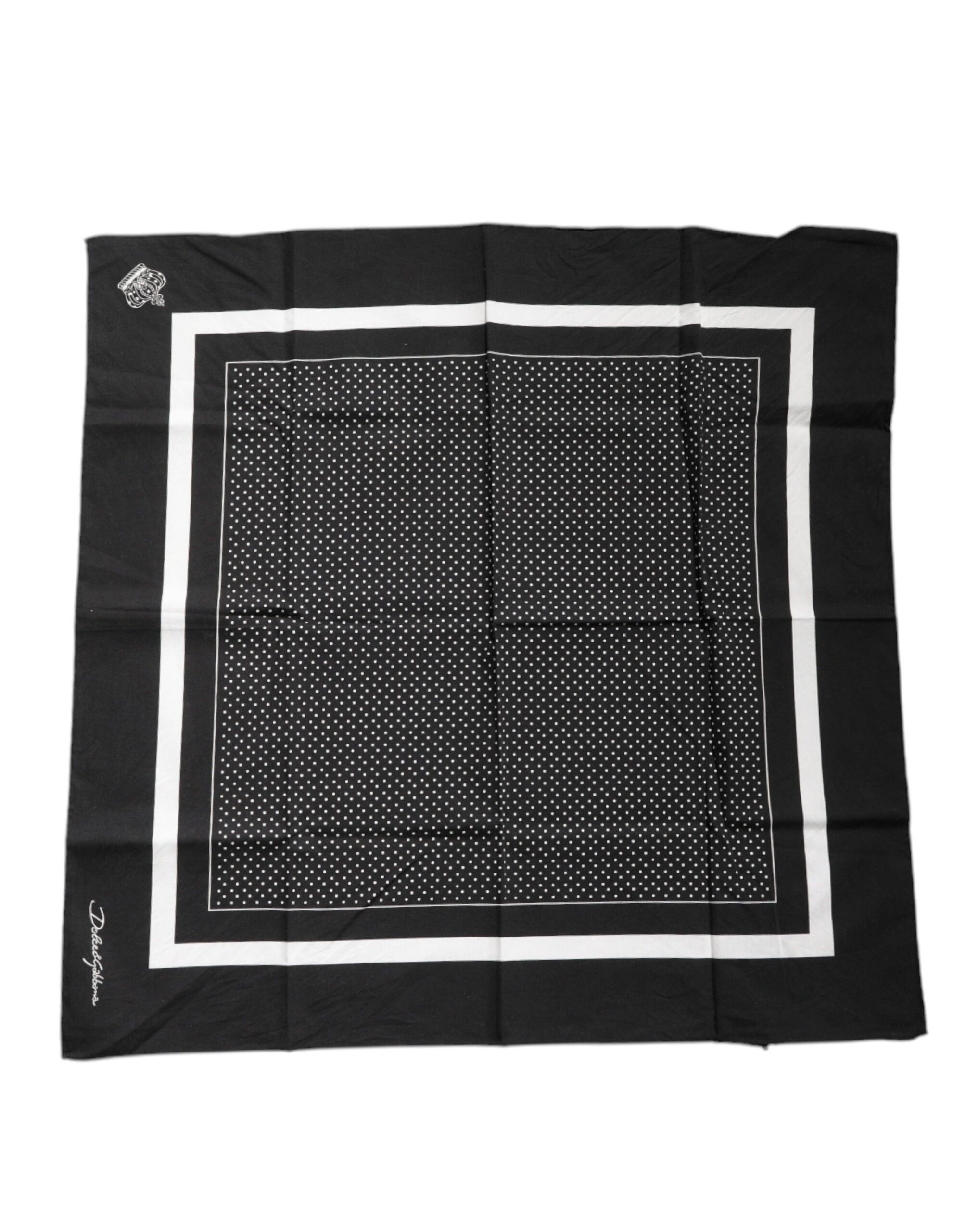 Dolce & Gabbana Black Polka Dots Cotton Handkerchief Scarf Dolce & Gabbana