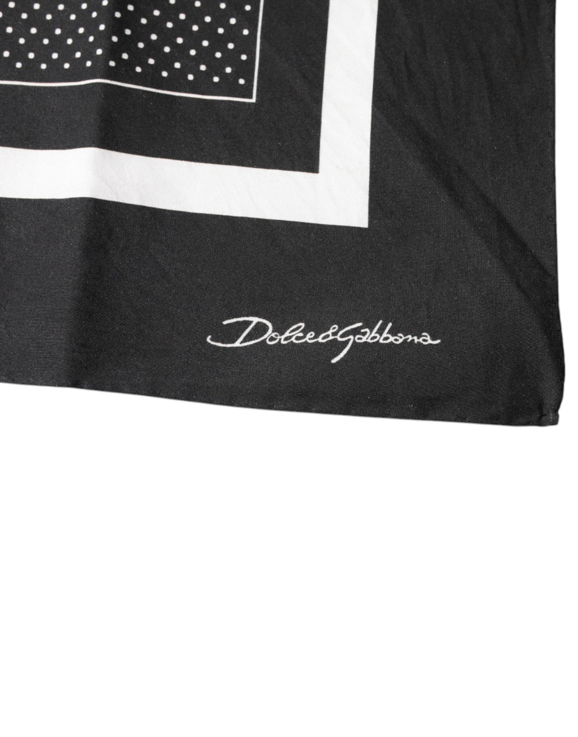 Dolce & Gabbana Black Polka Dots Cotton Handkerchief Scarf Dolce & Gabbana