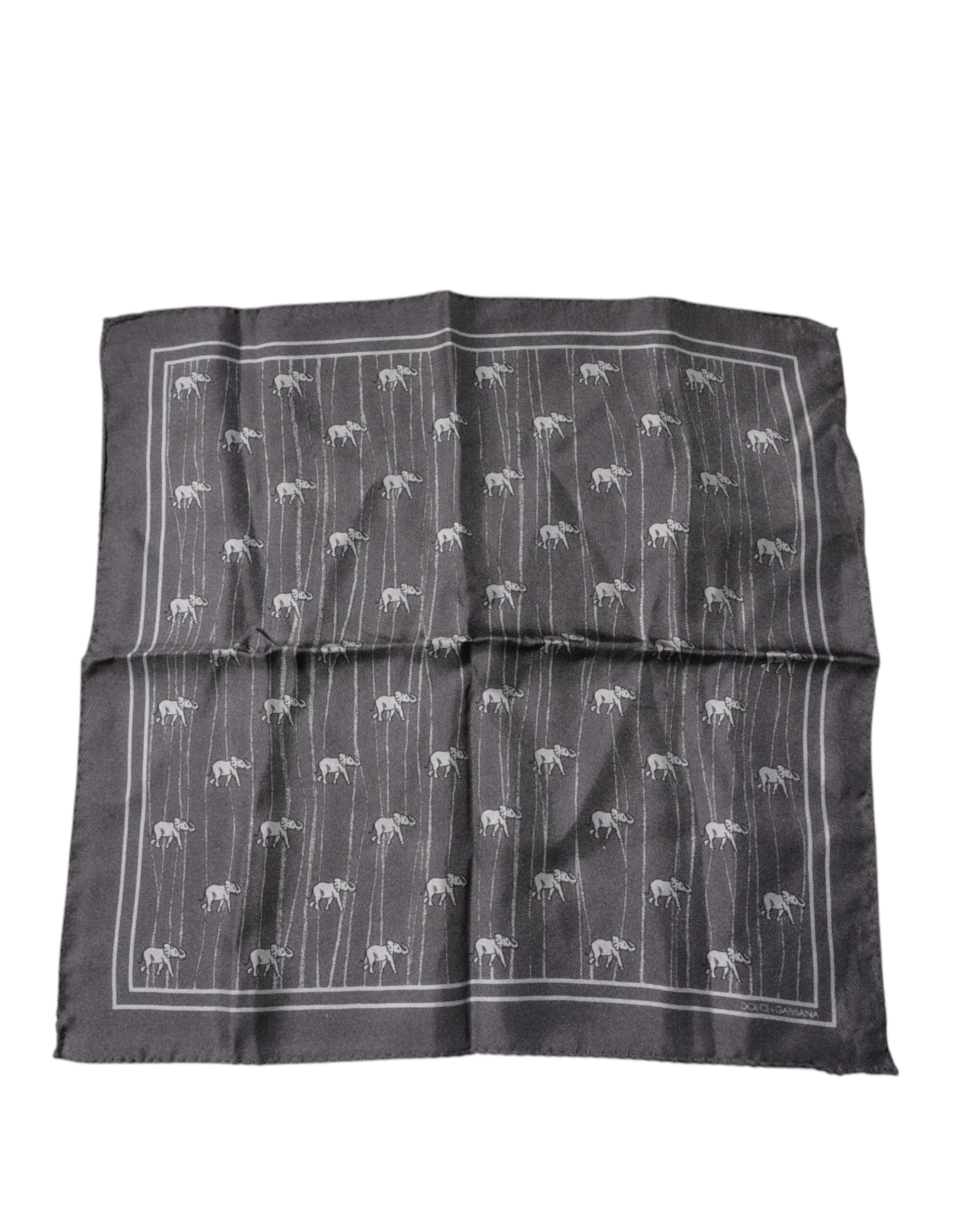Dolce & Gabbana Brown Elephant Fantasy Handkerchief Scarf Dolce & Gabbana