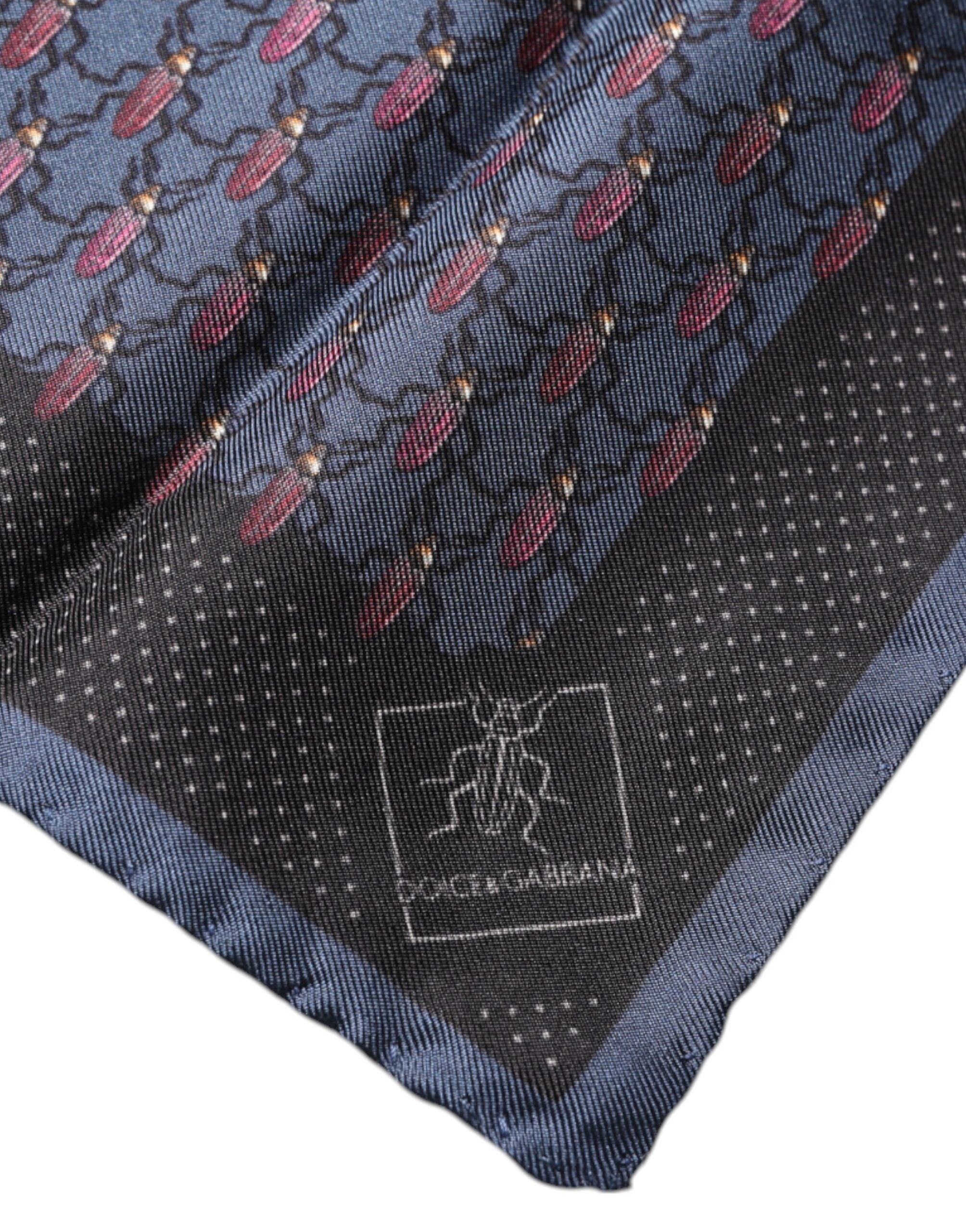 Dolce & Gabbana Dark Blue Beetle Square Handkerchief Scarf Dolce & Gabbana
