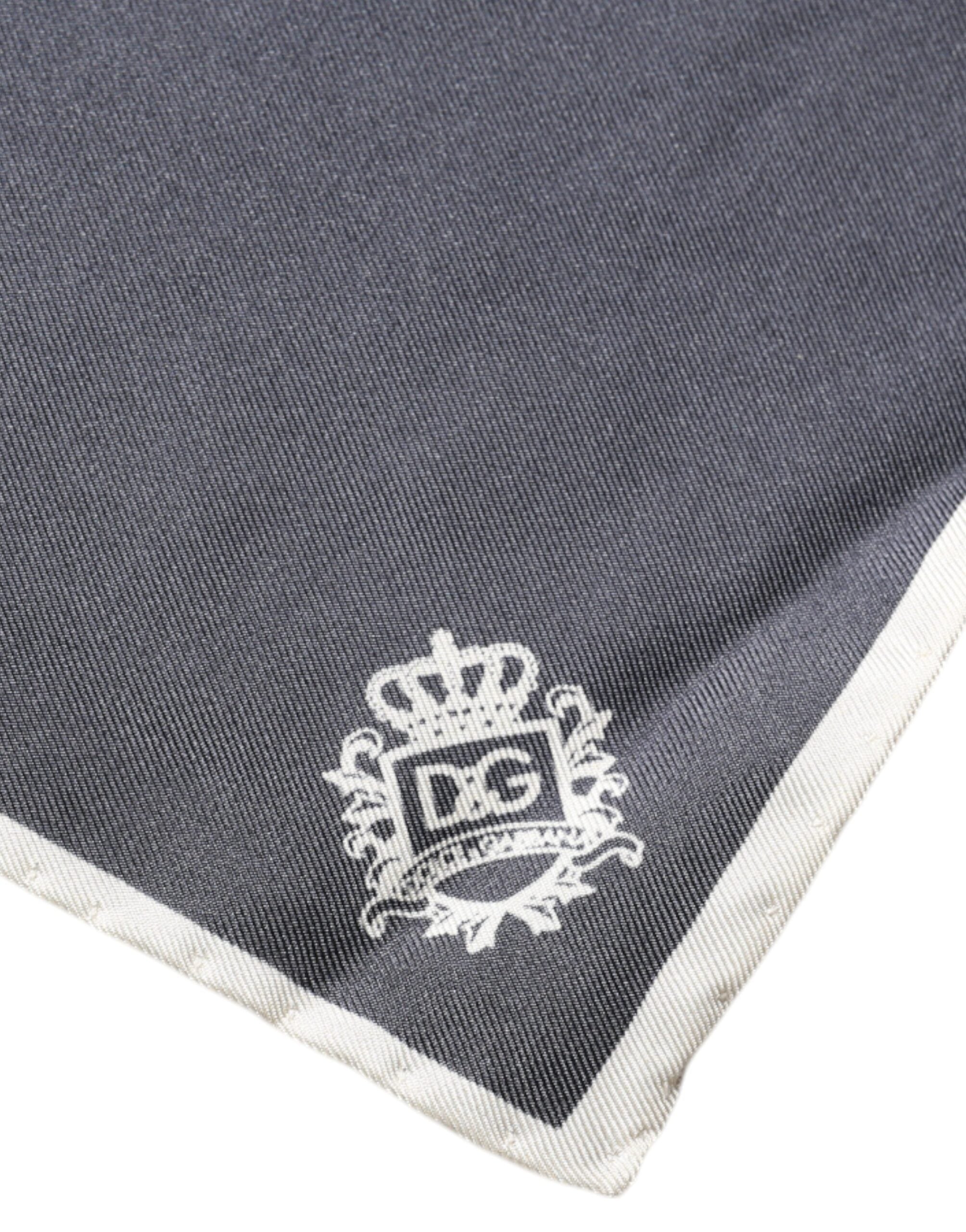 Dolce & Gabbana Gray Crown Logo Square Handkerchief Scarf Dolce & Gabbana