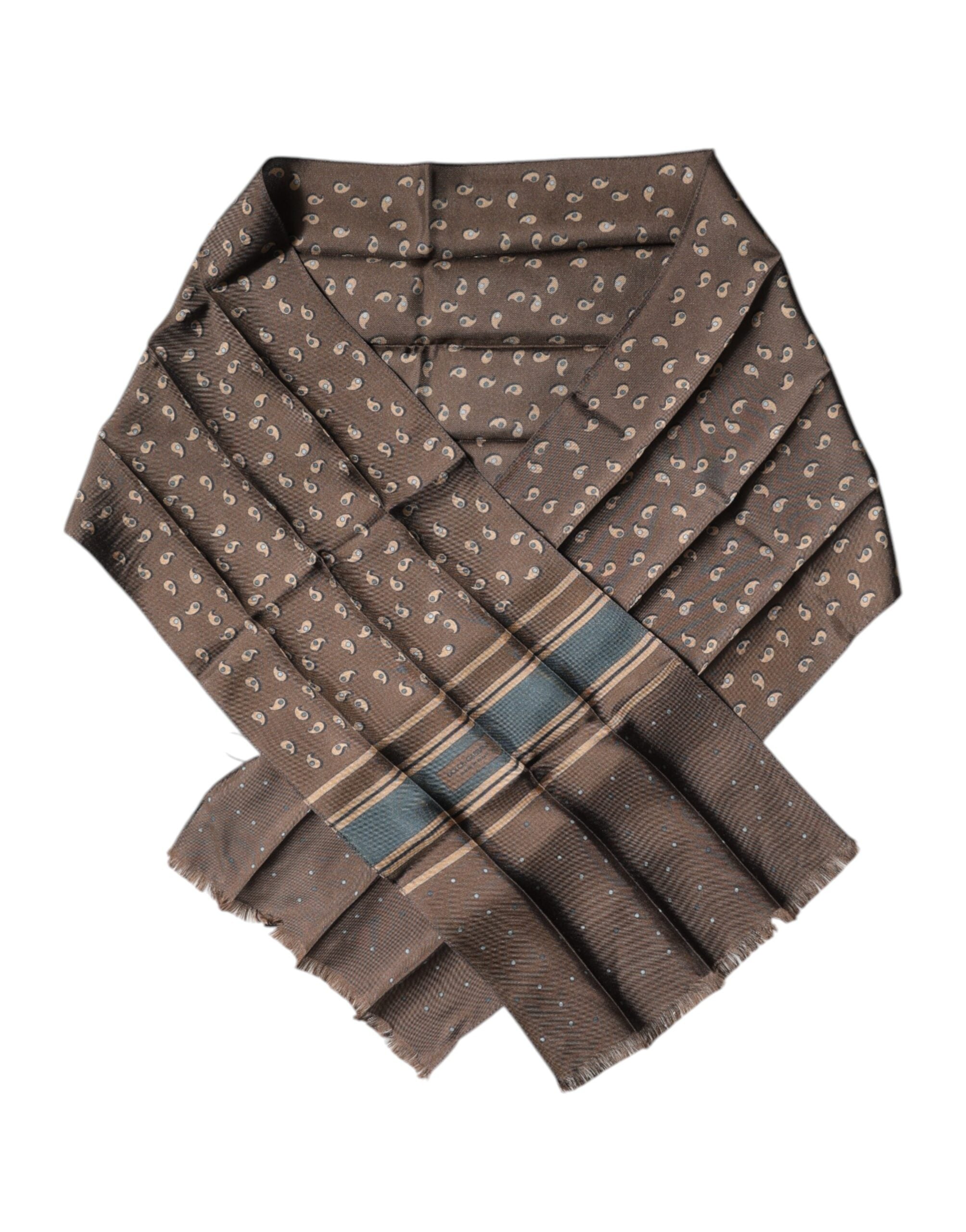 Dolce & Gabbana Brown Fantasy Silk Neck Wrap Shawl Scarf Dolce & Gabbana