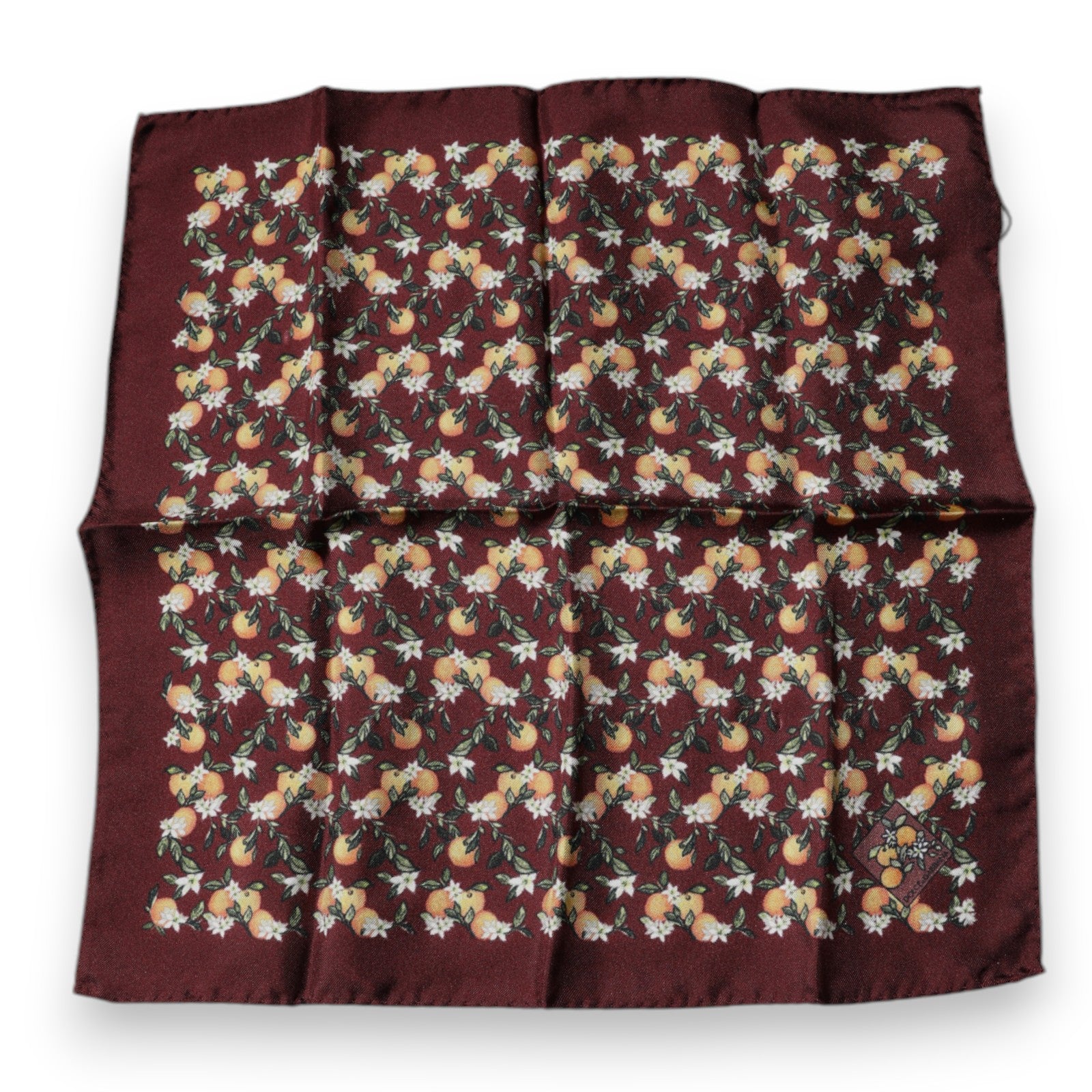 Dolce & Gabbana Maroon Oranges Silk Square Handkerchief Scarf Dolce & Gabbana
