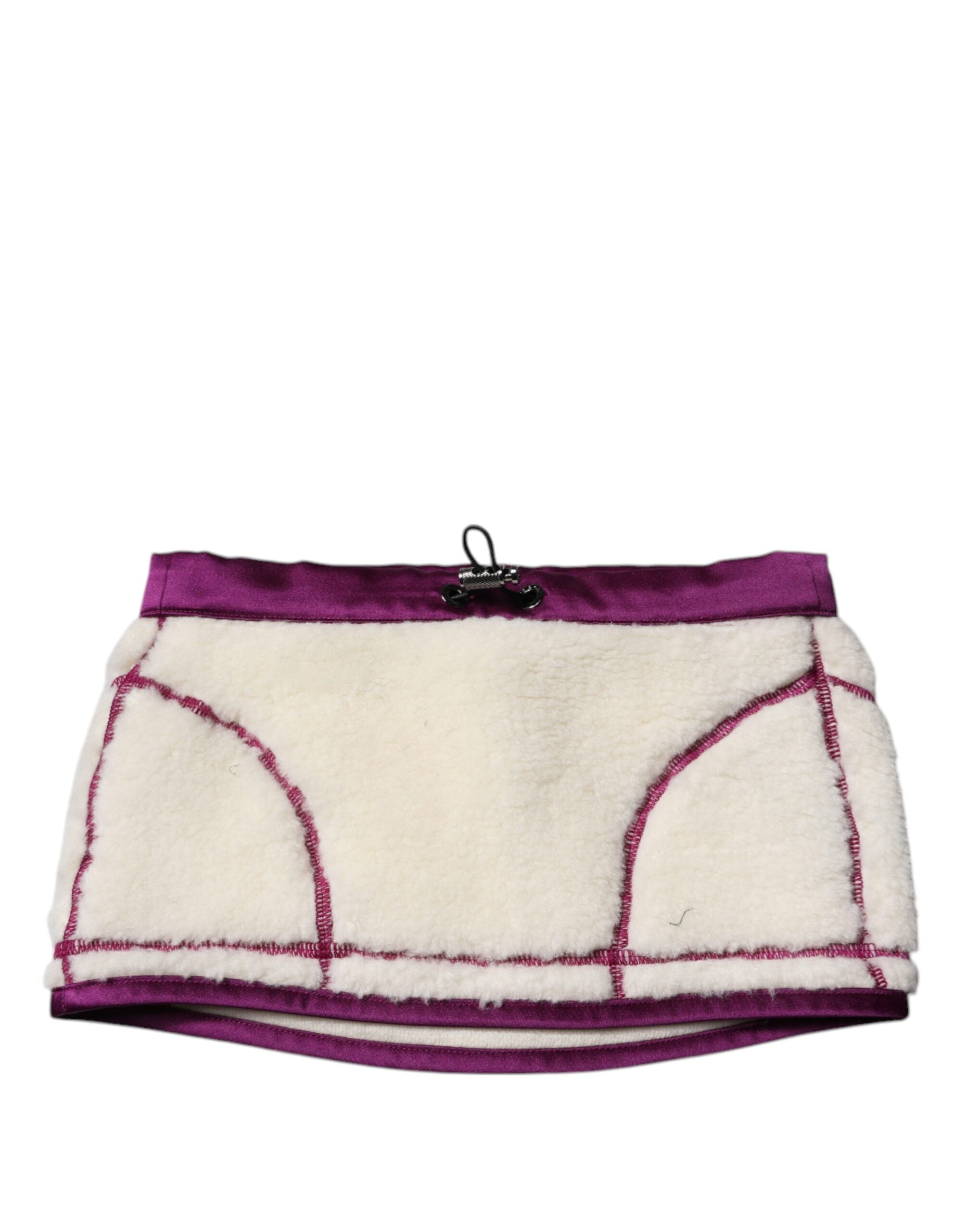 Dolce & Gabbana White Purple Cashmere Fleece Neck Warmer Scarf Dolce & Gabbana