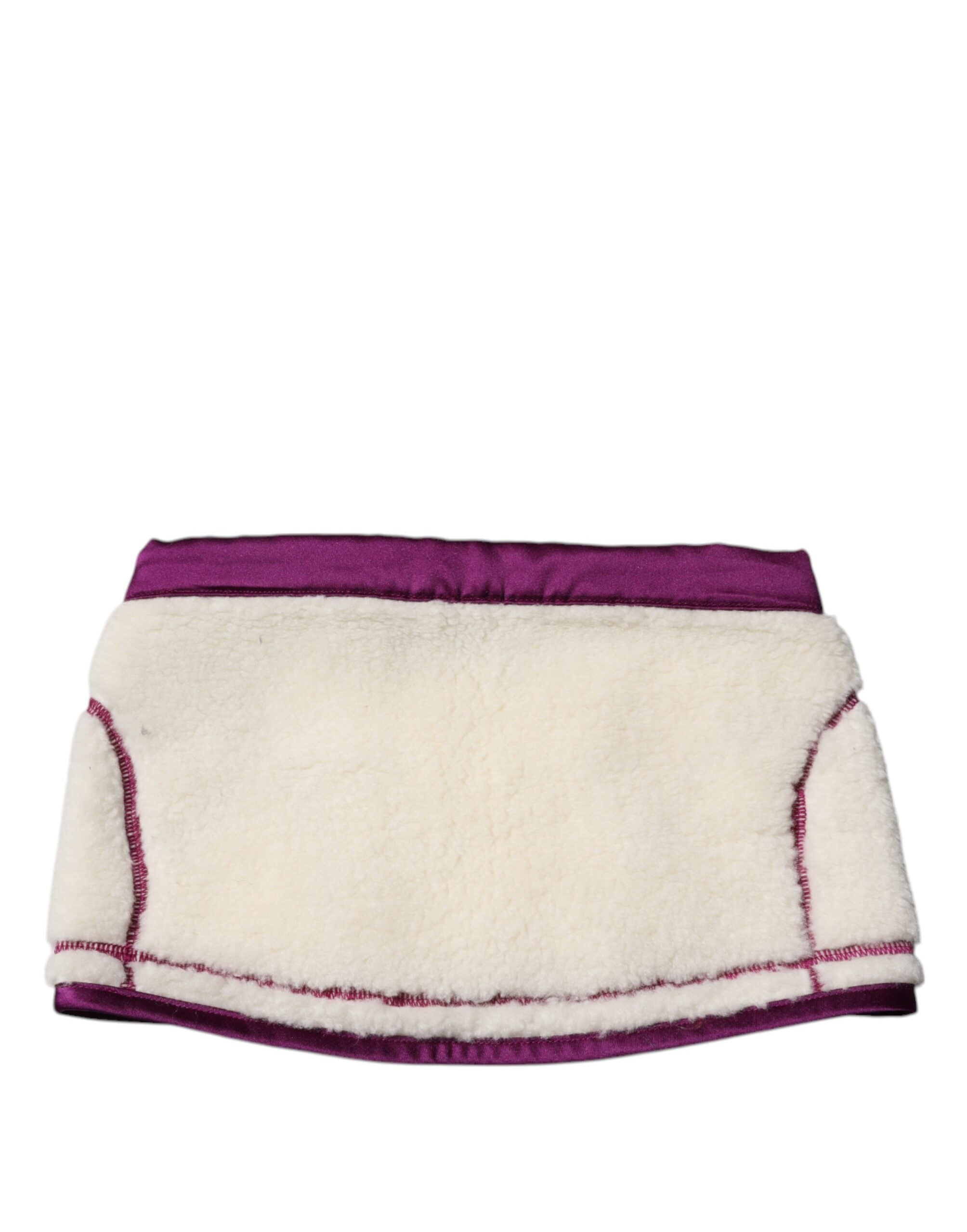Dolce & Gabbana White Purple Cashmere Fleece Neck Warmer Scarf Dolce & Gabbana