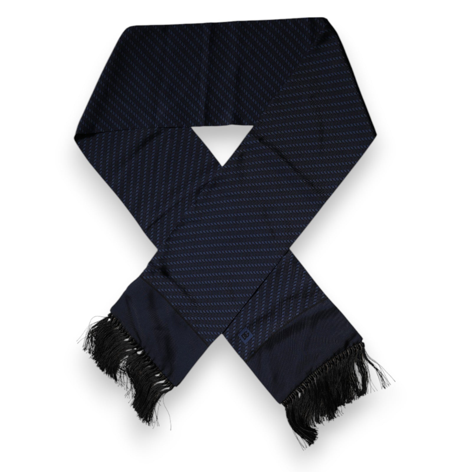 Dolce & Gabbana Dark Blue Fantasy Fringes Neck Wrap Scarf Dolce & Gabbana