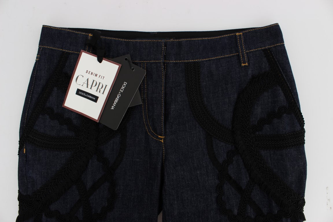 Dolce & Gabbana Blue Denim Cotton CAPRI Torero Jeans Dolce & Gabbana