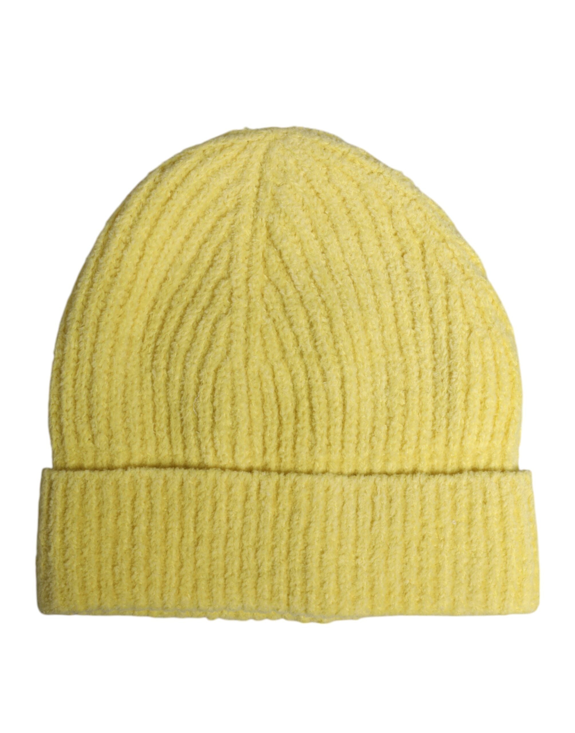Dolce & Gabbana Yellow Cotton Knitted Winter Beanie Hat Dolce & Gabbana