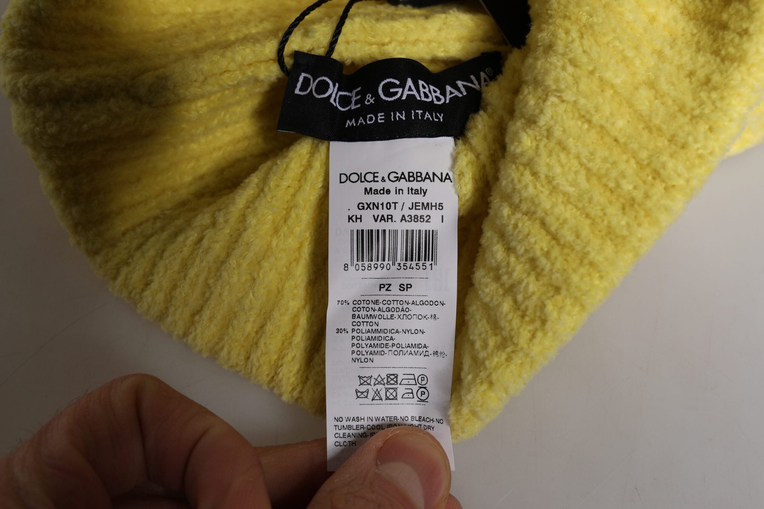 Dolce & Gabbana Yellow Cotton Knitted Winter Beanie Hat Dolce & Gabbana
