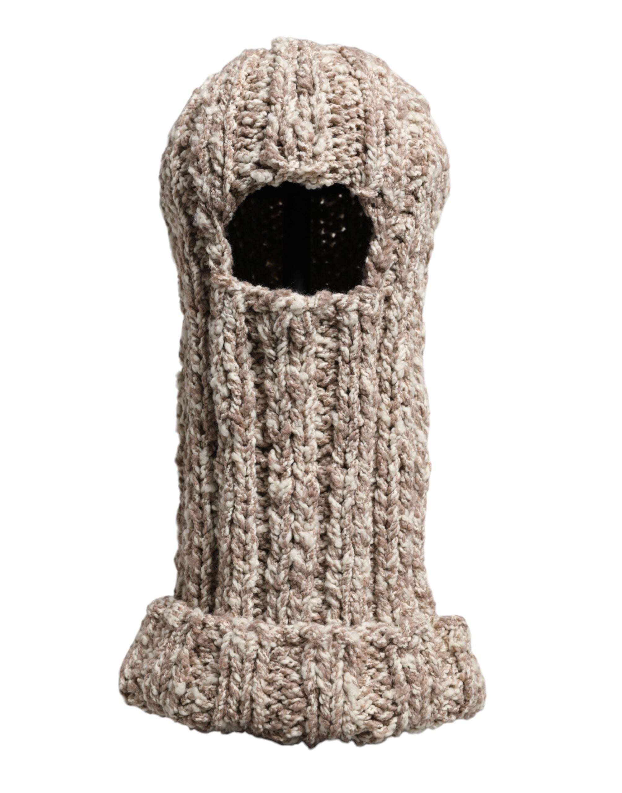 Dolce & Gabbana Beige Wool Knitted Ski Mask Balaclava Hat Dolce & Gabbana