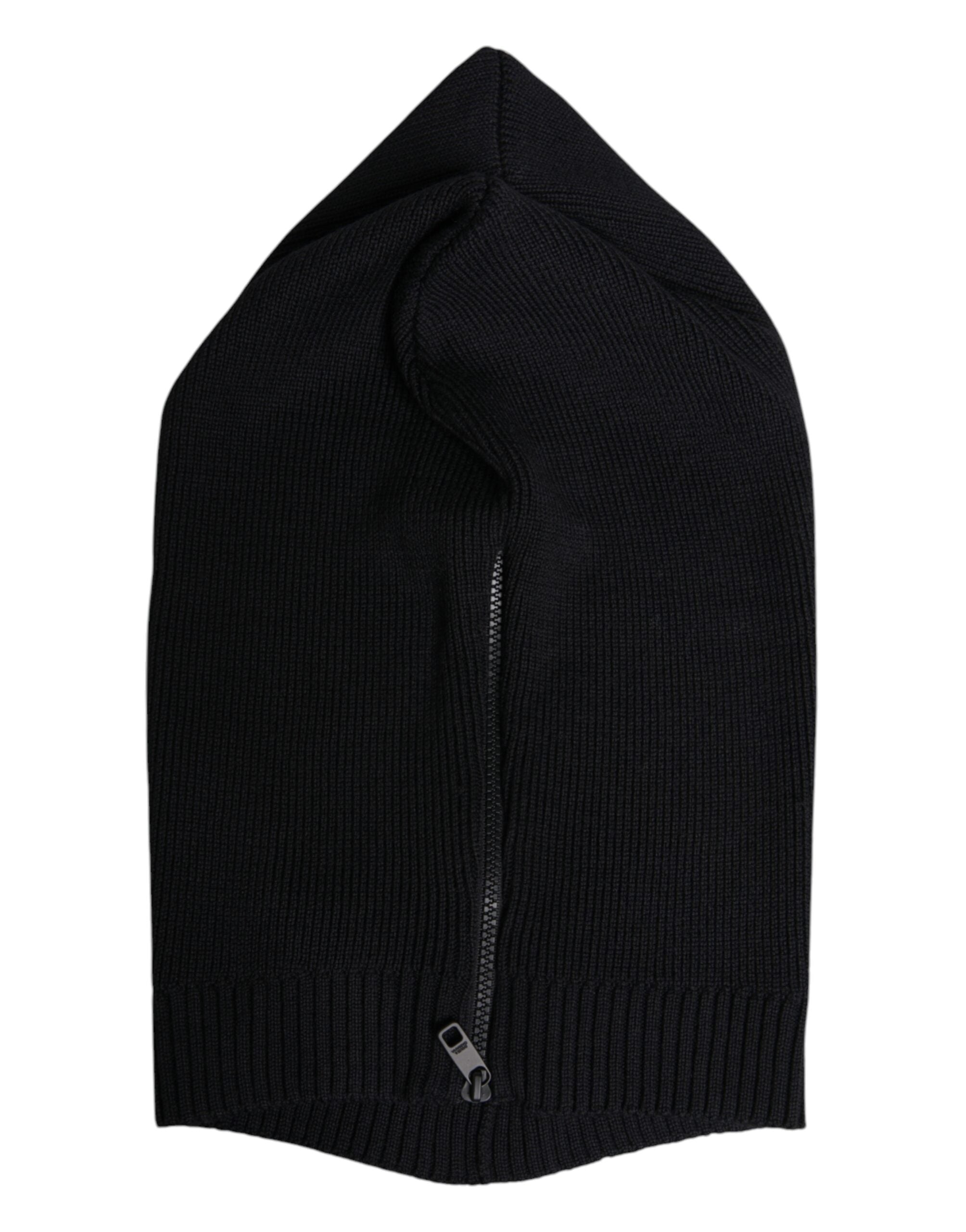 Dolce & Gabbana Black Wool Whole Head Wrap Balaclava Hat Dolce & Gabbana