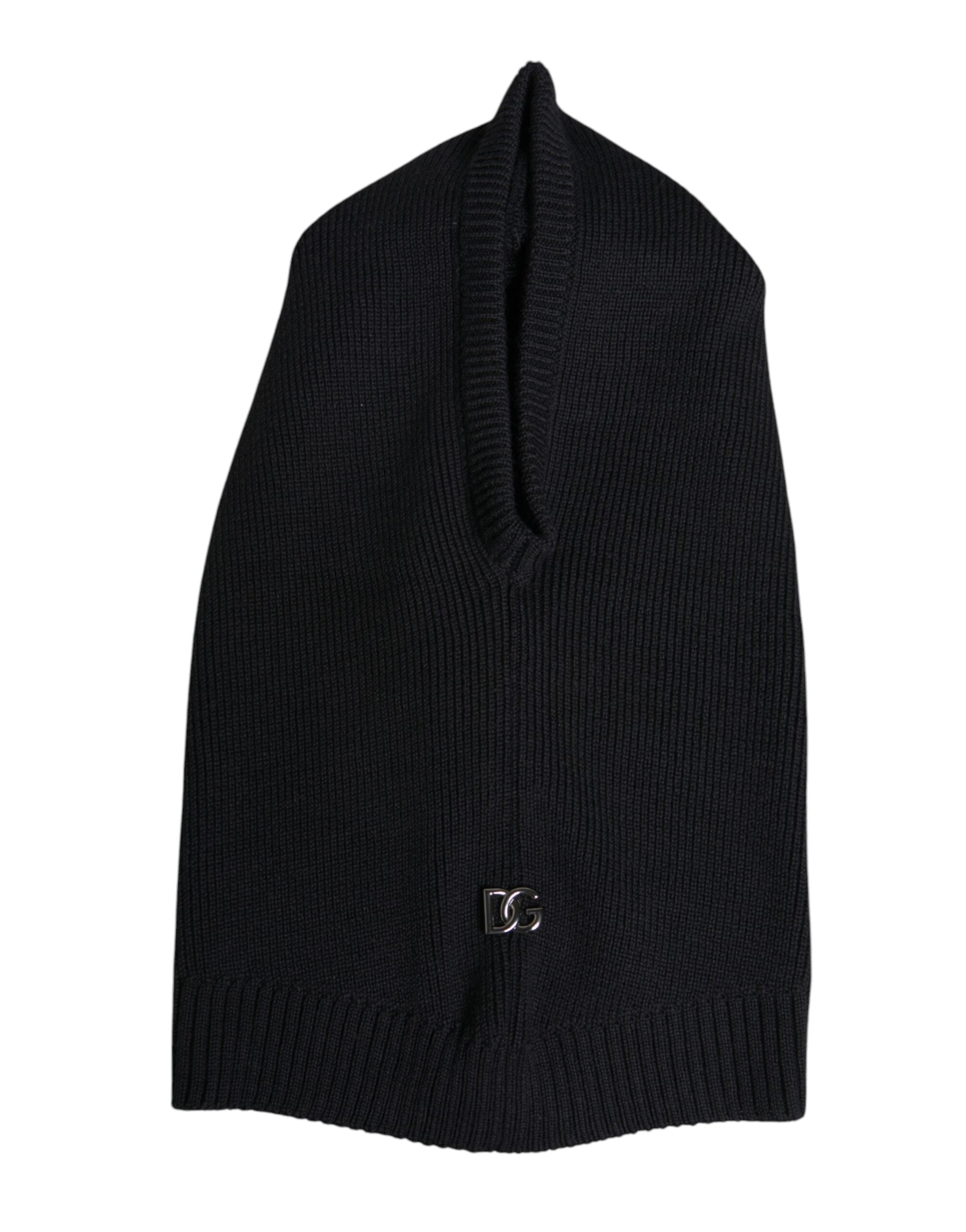 Dolce & Gabbana Black Wool Whole Head Wrap Balaclava Hat Dolce & Gabbana