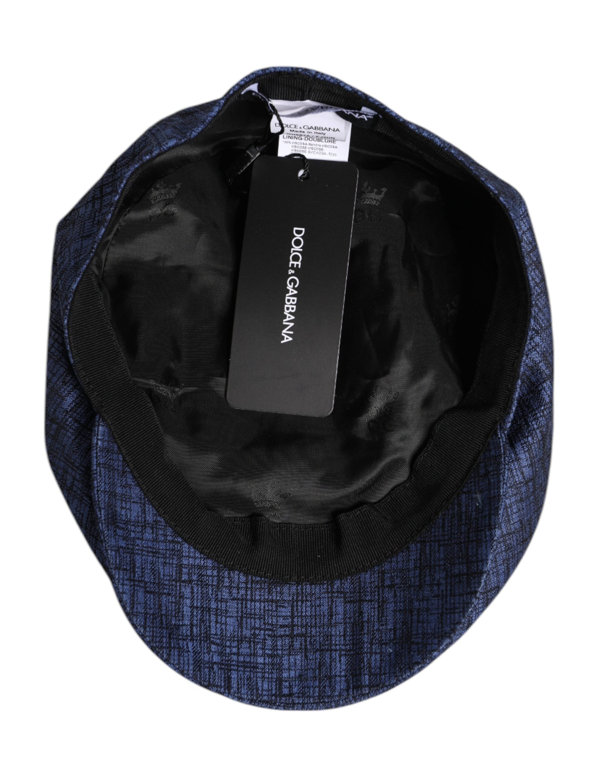 Dolce & Gabbana Blue Cotton Stretch Newsboy Hat Dolce & Gabbana