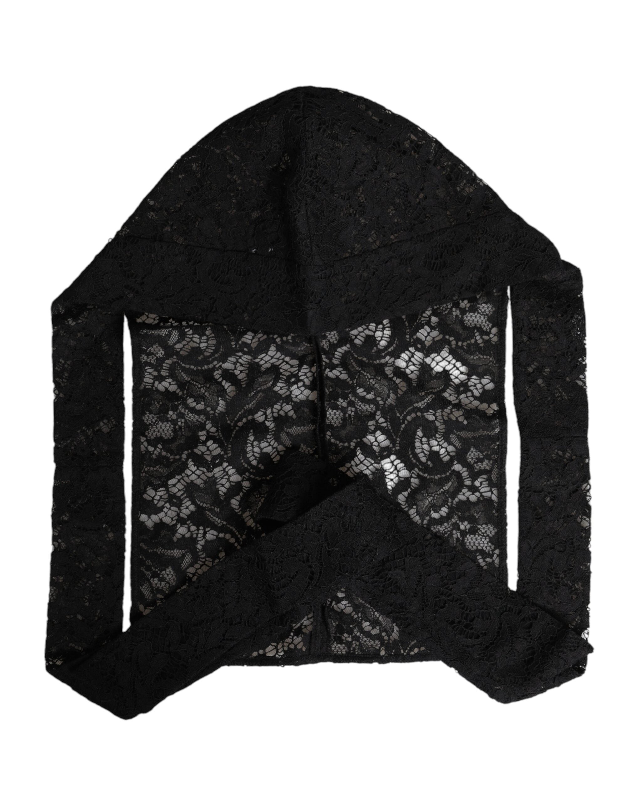 Dolce & Gabbana Black Floral Lace Whole Head Wrap Hat Dolce & Gabbana