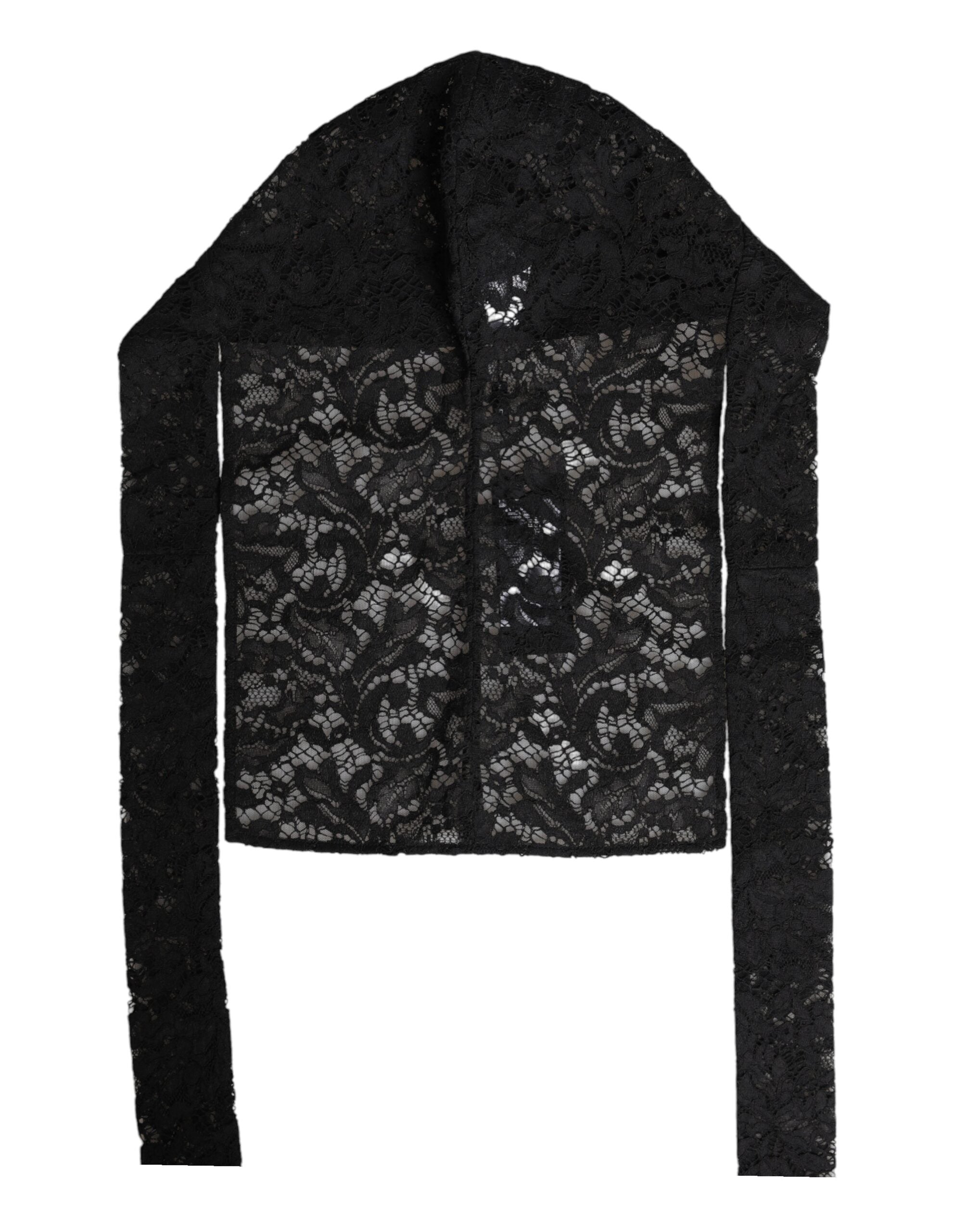 Dolce & Gabbana Black Floral Lace Whole Head Wrap Hat Dolce & Gabbana