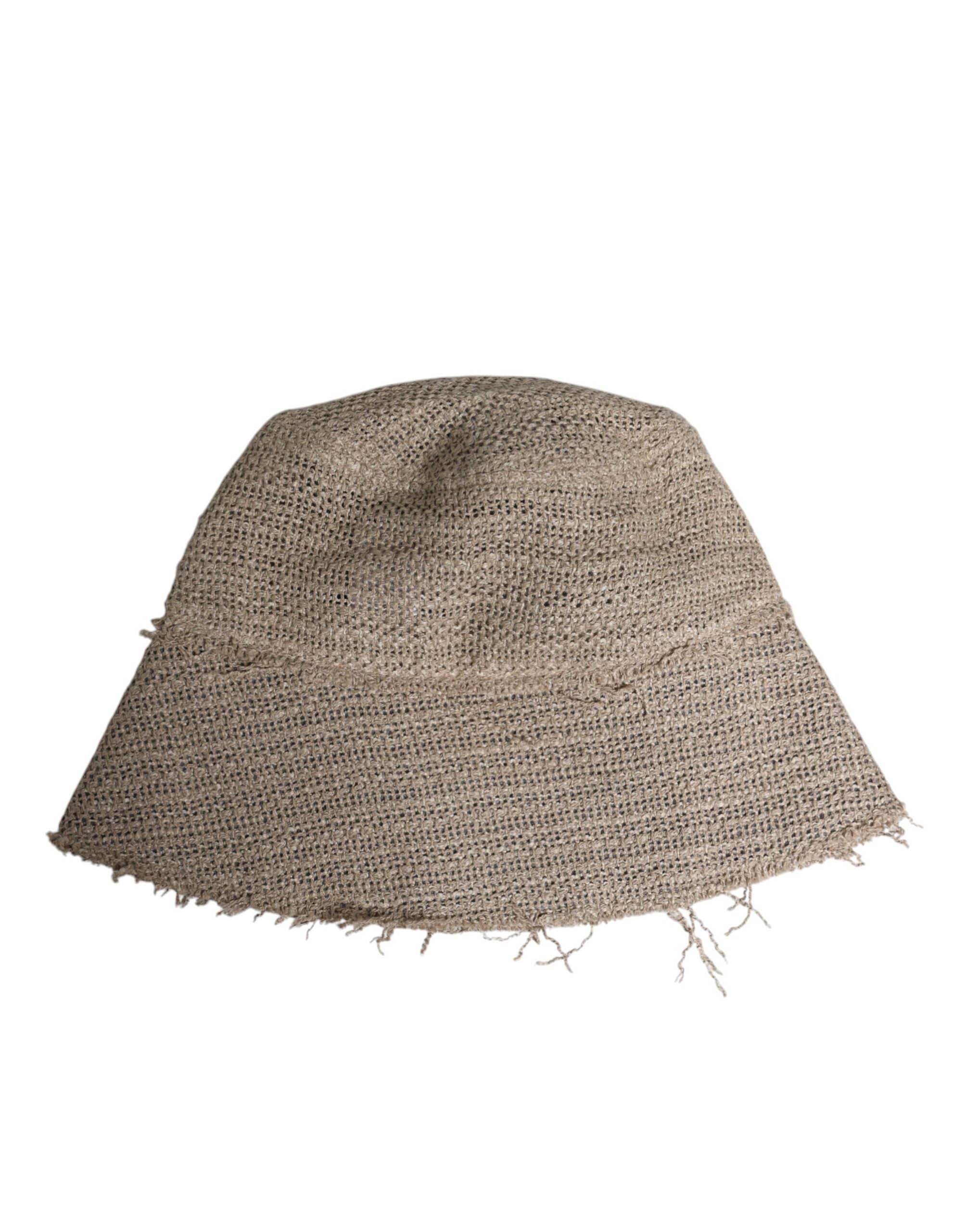 Dolce & Gabbana Beige Linen Wide Brim Bucket Hat Dolce & Gabbana