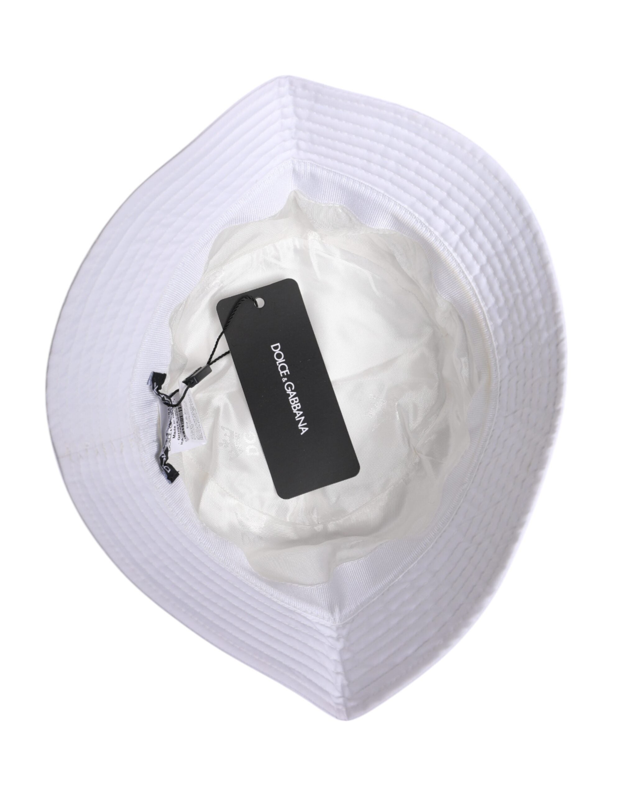 Dolce & Gabbana White Cotton Wide Brim Bucket Hat Dolce & Gabbana