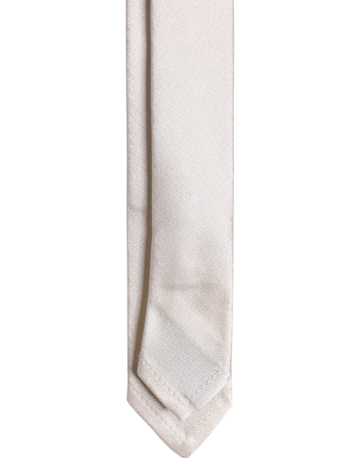 Dolce & Gabbana White Solid Silk Adjustable Necktie Tie