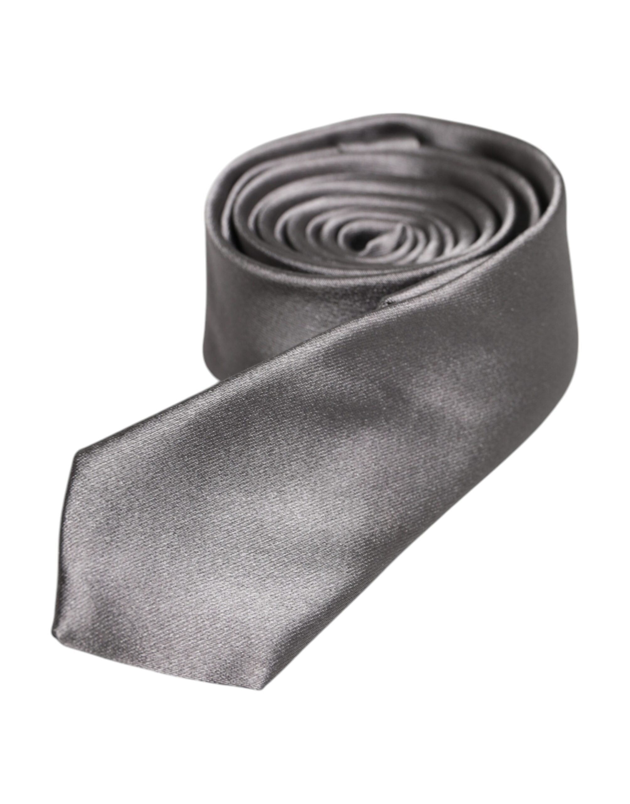 Dolce & Gabbana Metallic Silver Silk Adjustable Necktie Tie Dolce & Gabbana