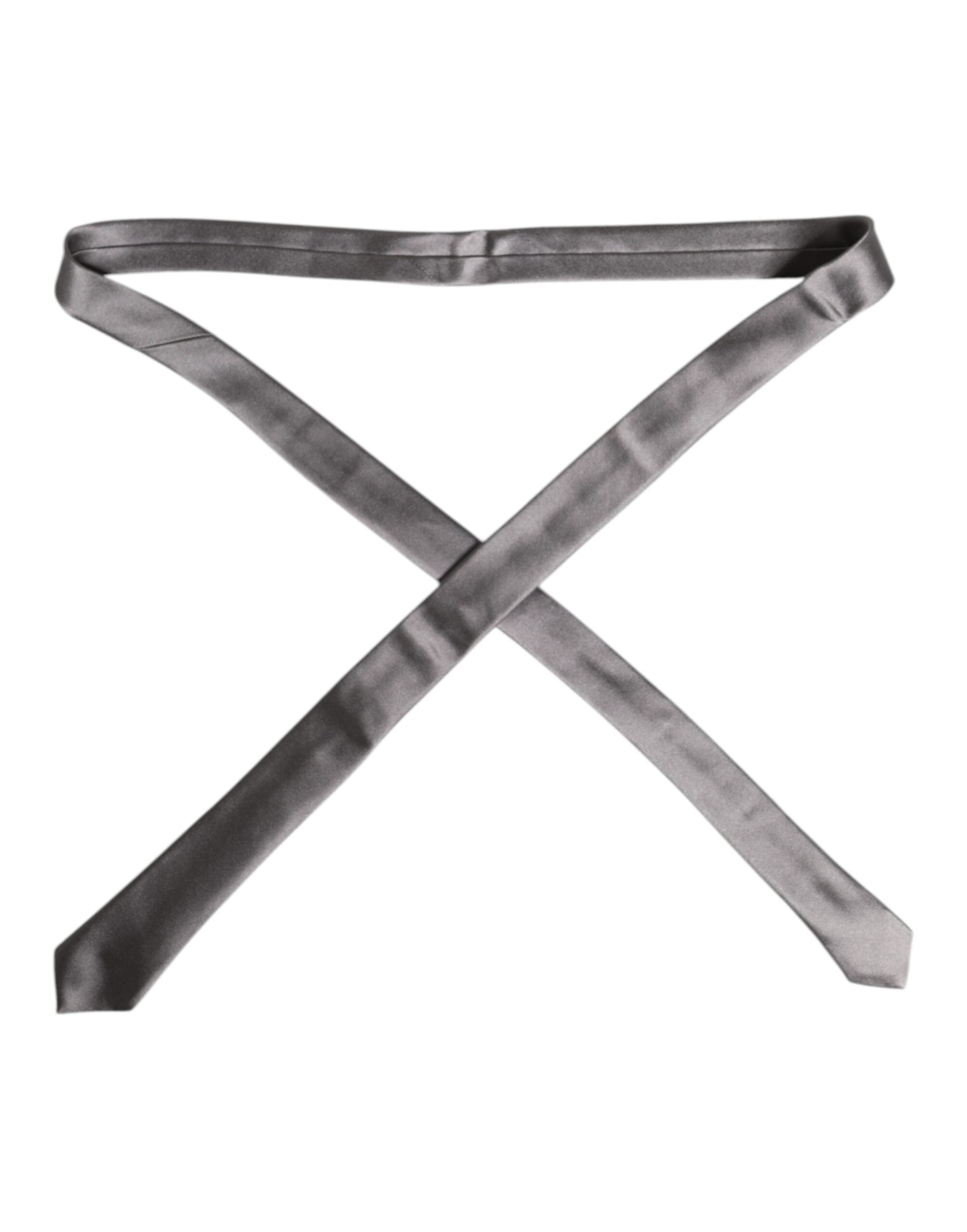 Dolce & Gabbana Metallic Silver Silk Adjustable Necktie Tie Dolce & Gabbana