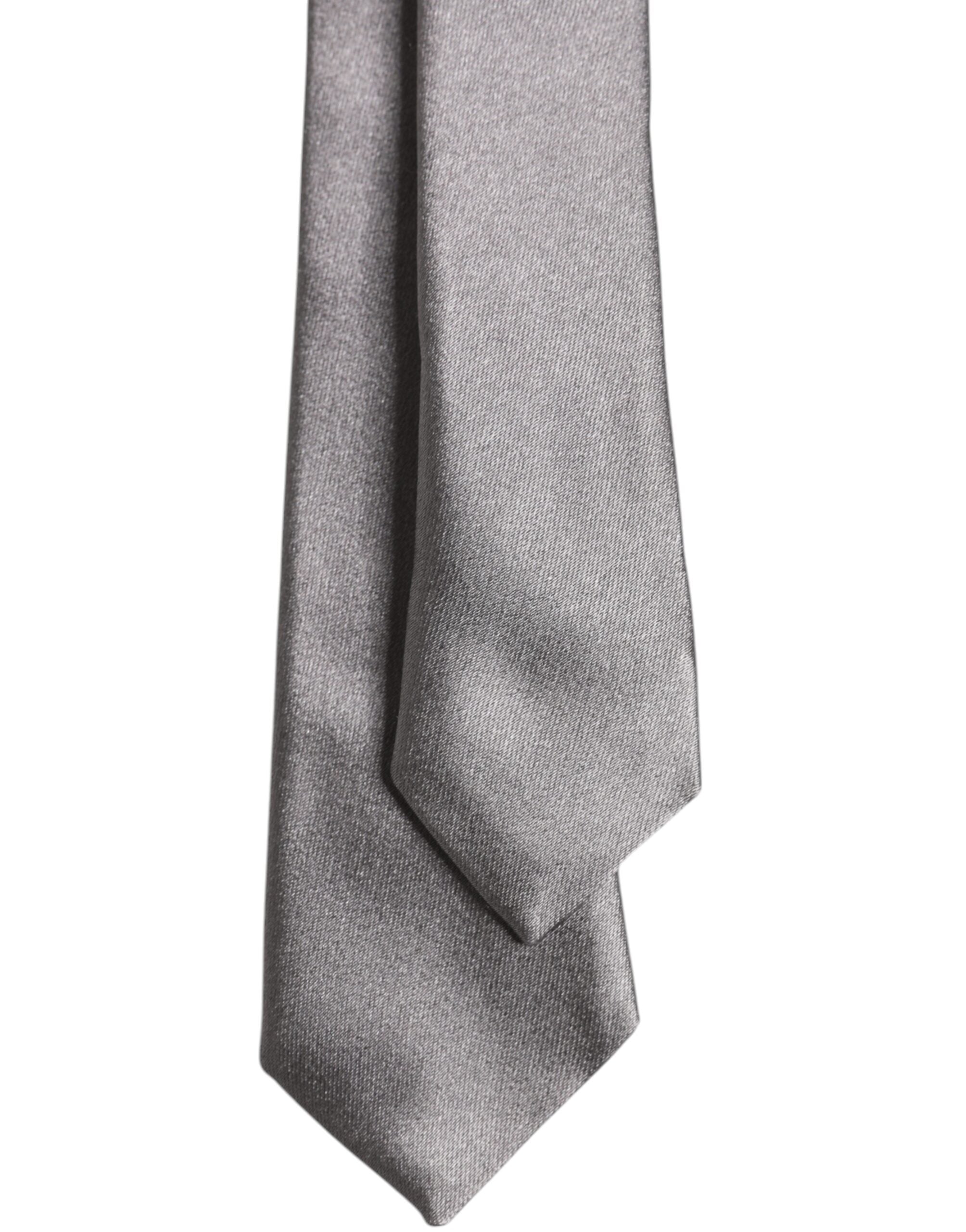 Dolce & Gabbana Metallic Silver Silk Adjustable Necktie Tie Dolce & Gabbana