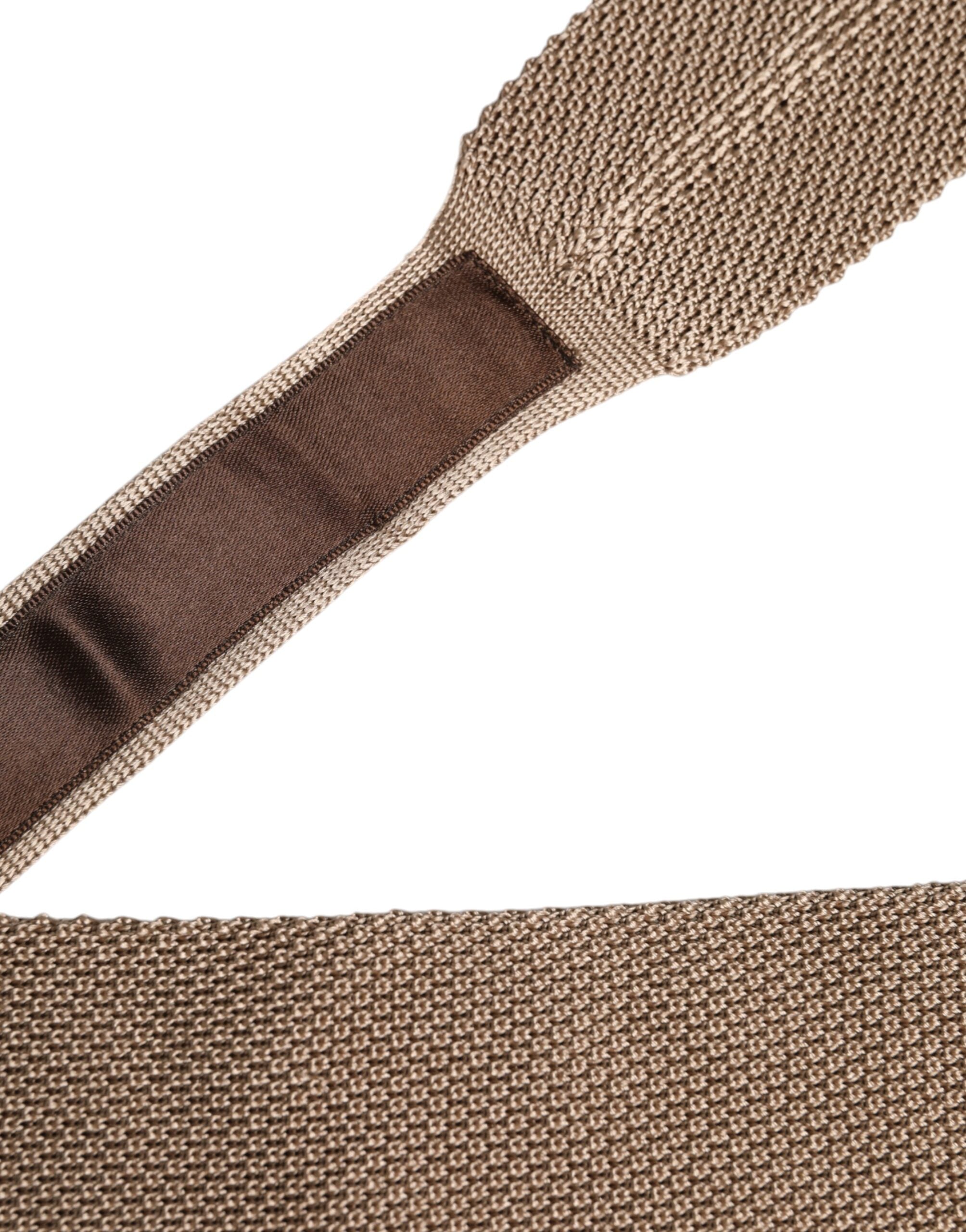 Dolce & Gabbana Brown Silk Adjustable Necktie Tie Dolce & Gabbana