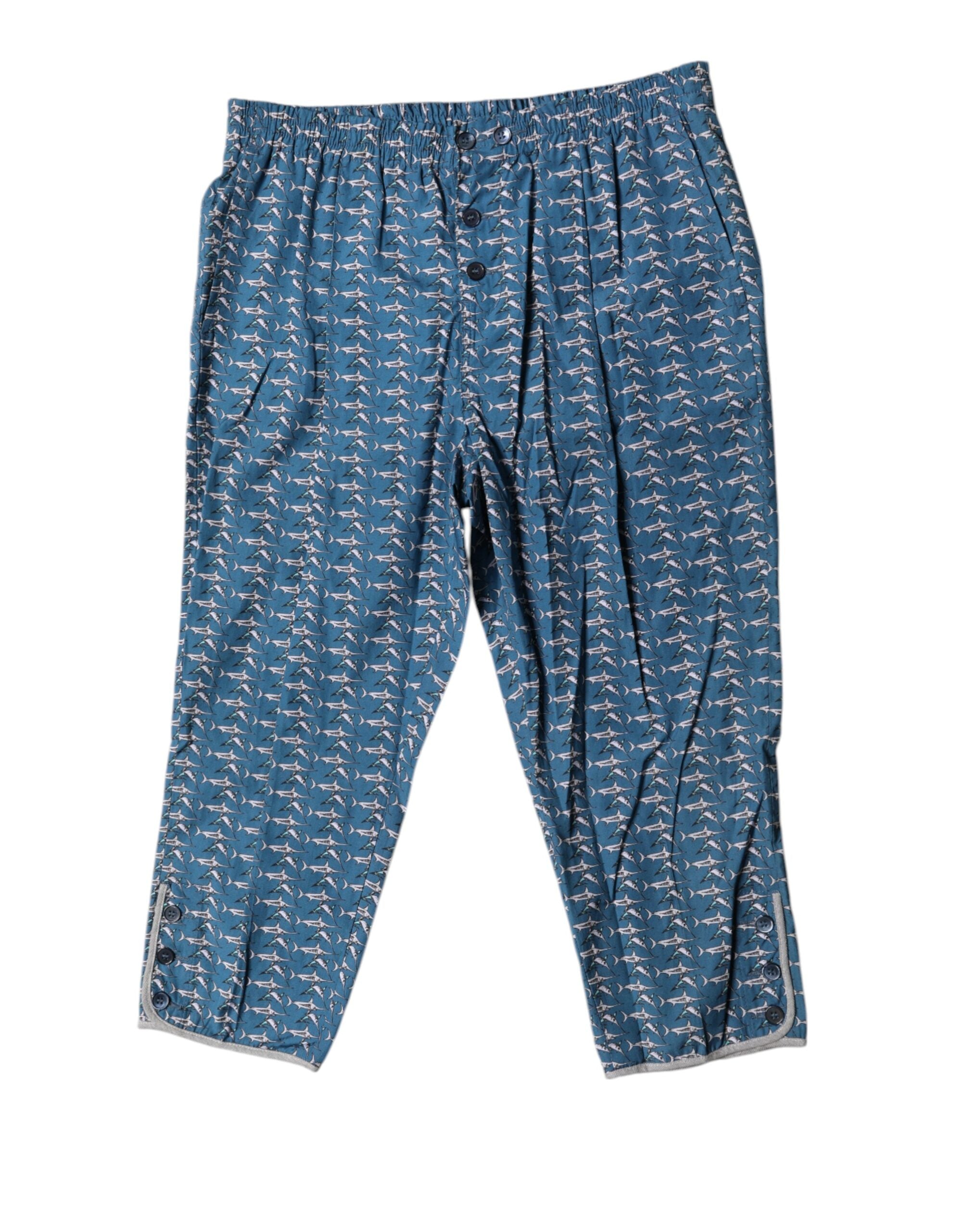 Dolce & Gabbana Blue Shark Print Cropped Beachwear Swimwear Dolce & Gabbana