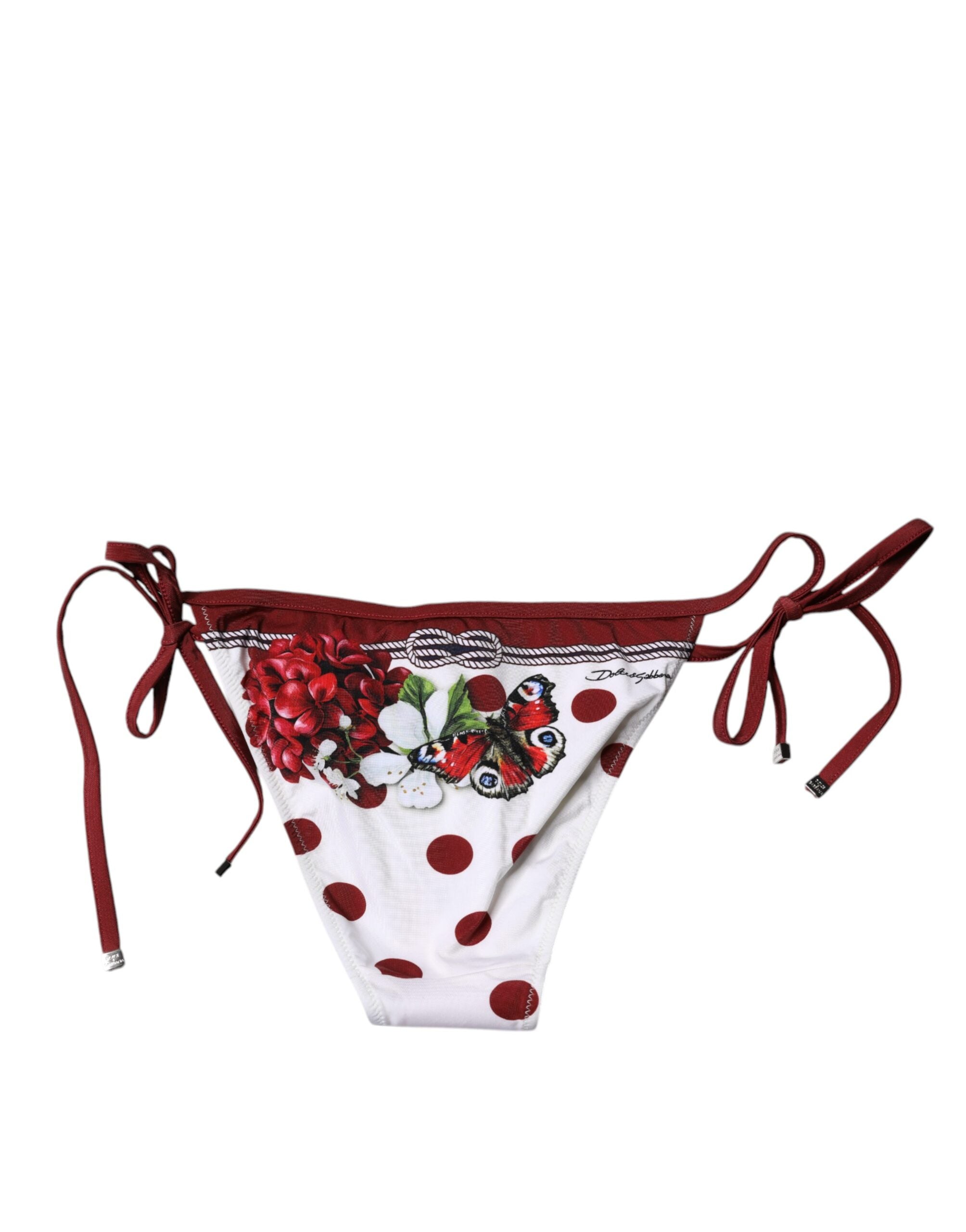 Dolce & Gabbana White Floral Print Swimsuit Bikini Bottom Swimwear Dolce & Gabbana