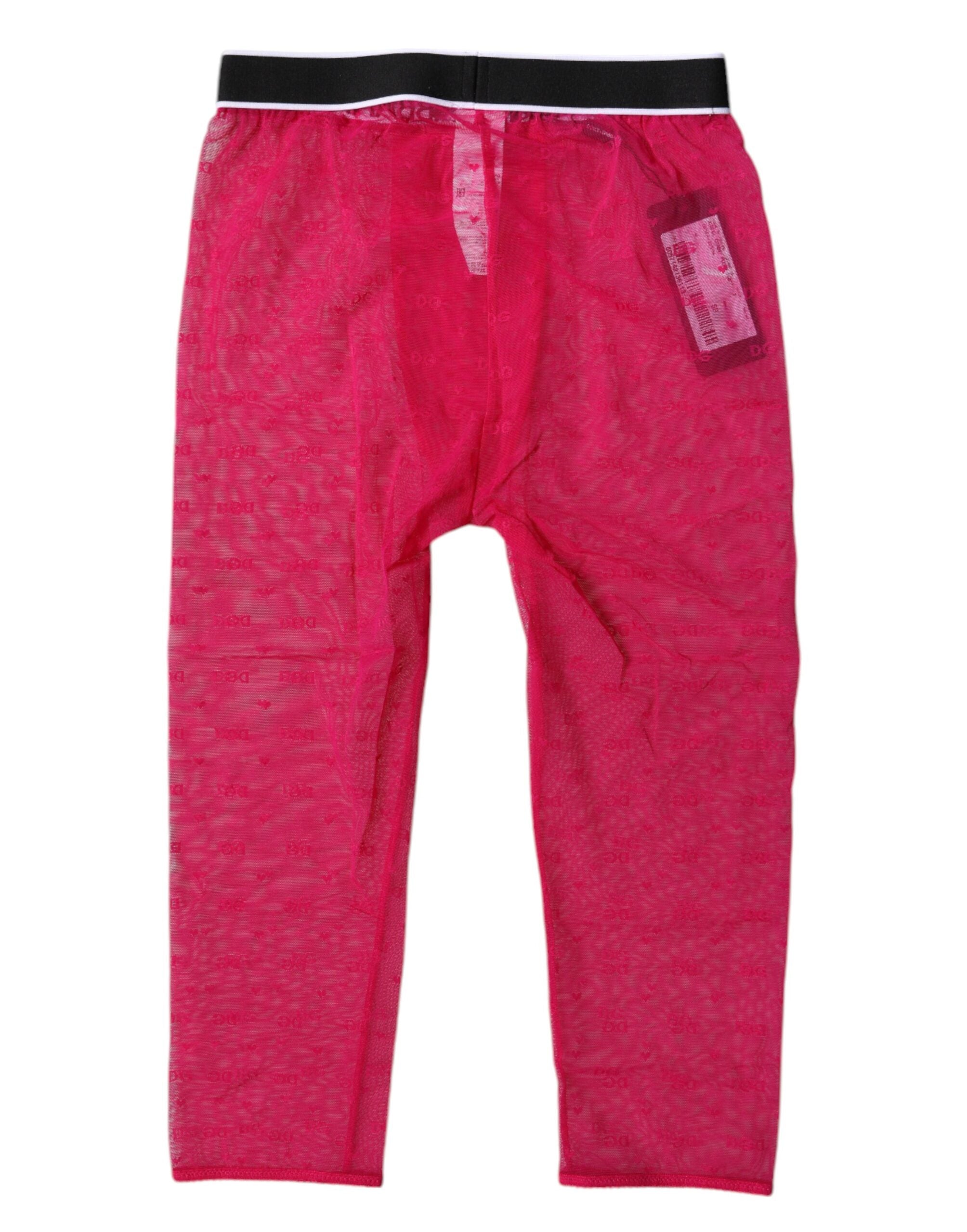 Dolce & Gabbana Fuchsia DG Logo Nylon Cropped Tights Underwear Dolce & Gabbana