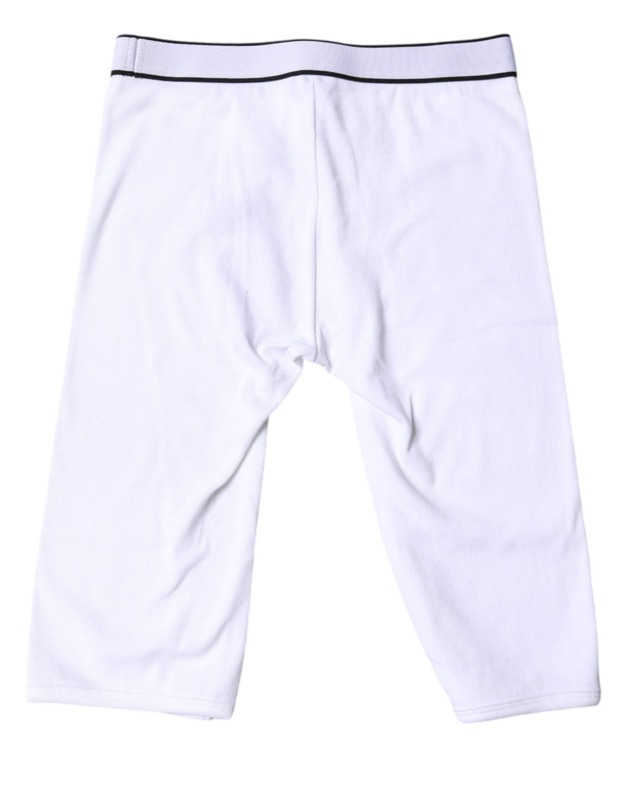 Dolce & Gabbana White Logo Cotton Cropped Tights Underwear Dolce & Gabbana