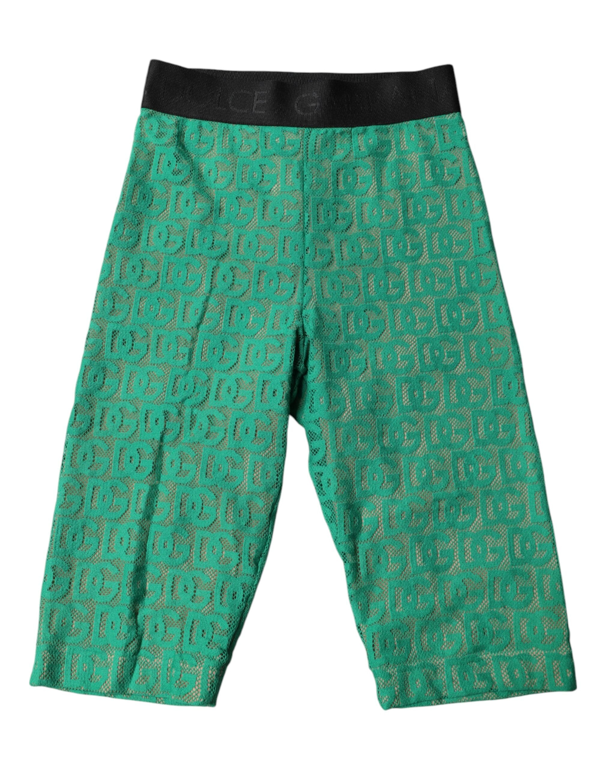 Dolce & Gabbana Green Logo Monogram Cropped Tights Underwear Dolce & Gabbana