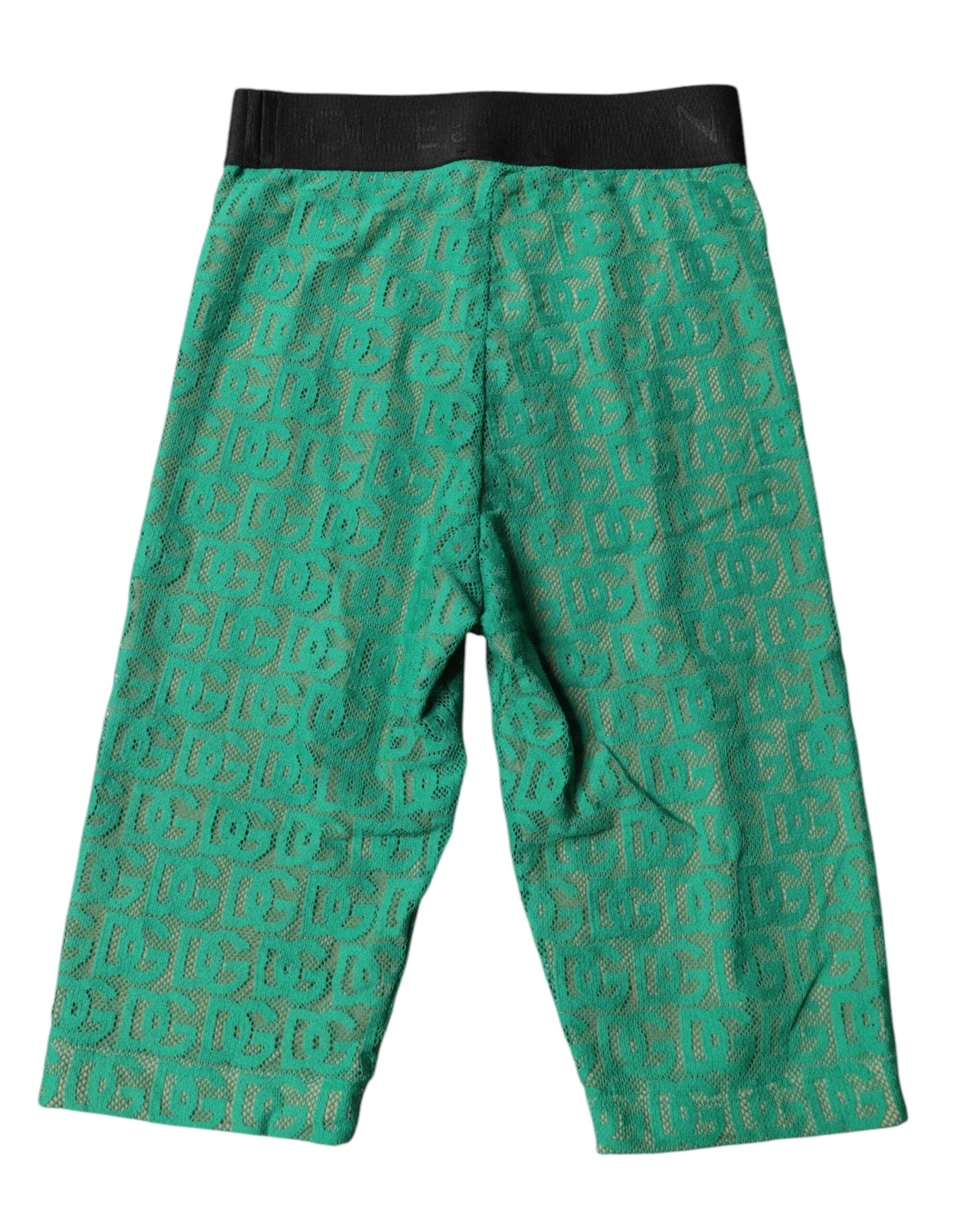 Dolce & Gabbana Green Logo Monogram Cropped Tights Underwear Dolce & Gabbana