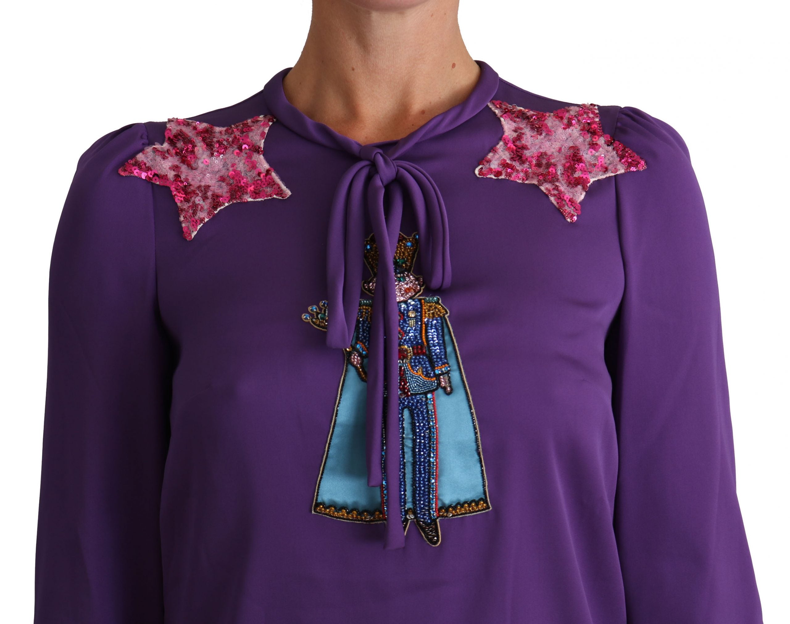 Dolce & Gabbana Purple Blouse Prince  Fairy Tale Embellished  Top Dolce & Gabbana